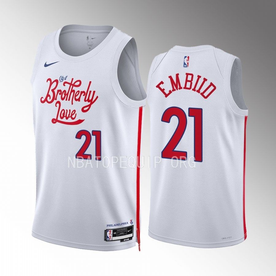 Joel Embiid Philadelphia 76ers White #21 City Edition Jersey Swingman