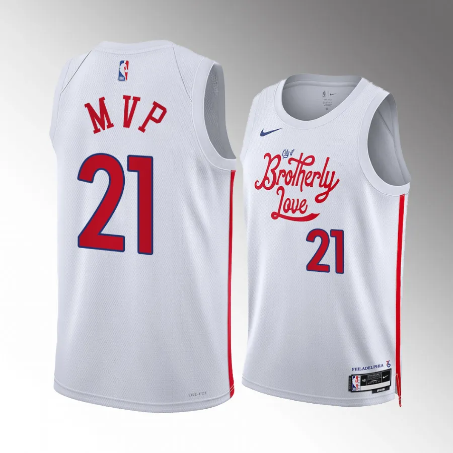 Joel Embiid MVP Award Philadelphia 76ers #21 White Jersey City Edition