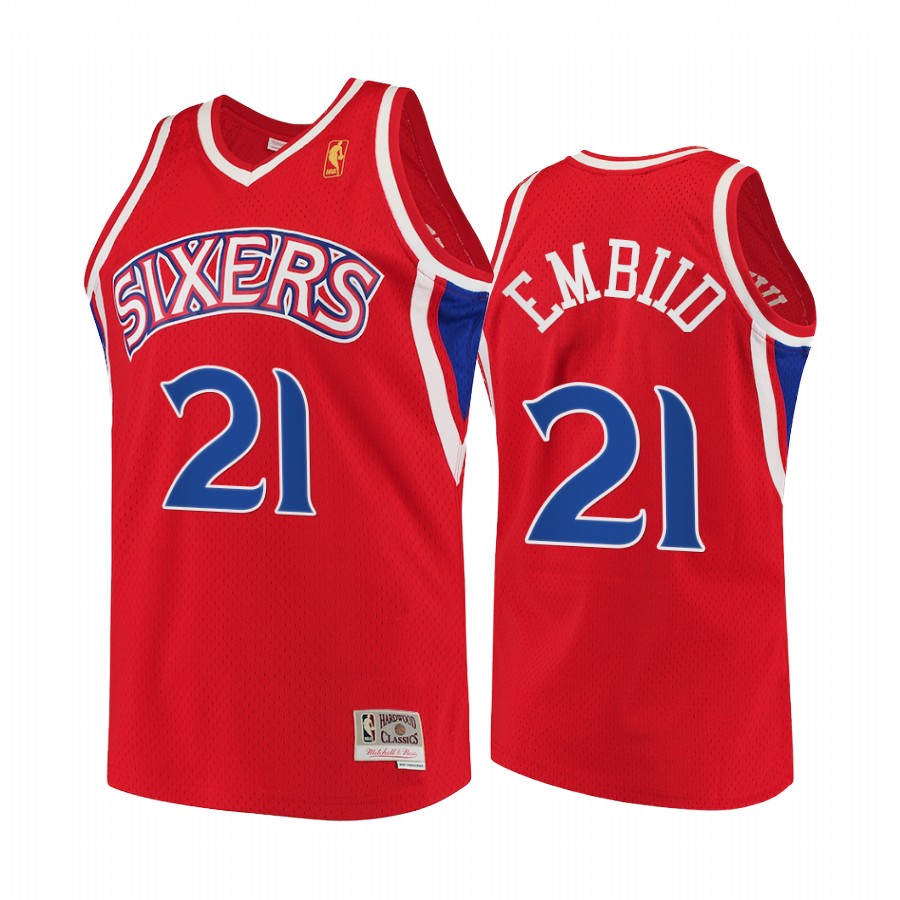 Joel Embiid #21 Philadelphia 76ers Throwback 90s Jersey Red