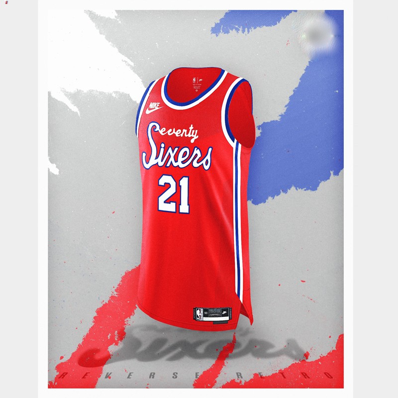 Joel Embiid Philadelphia 76ers Red #21 Jersey Reverse Retro