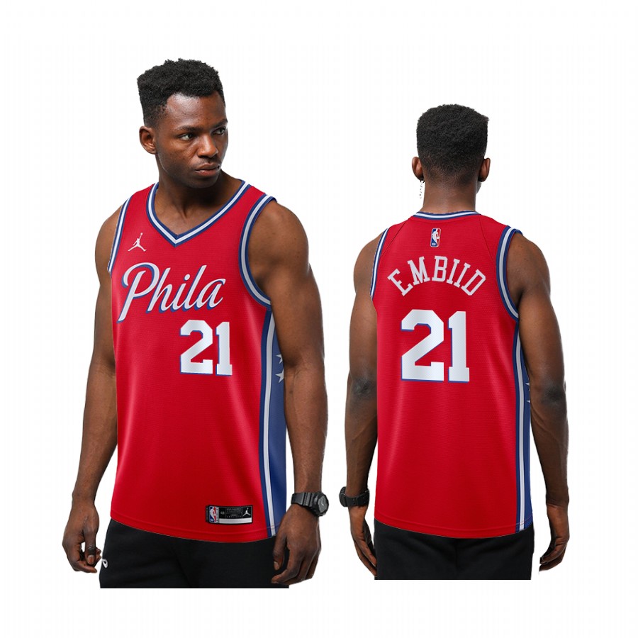 Joel Embiid Philadelphia 76ers Red Statement New Season  Jersey