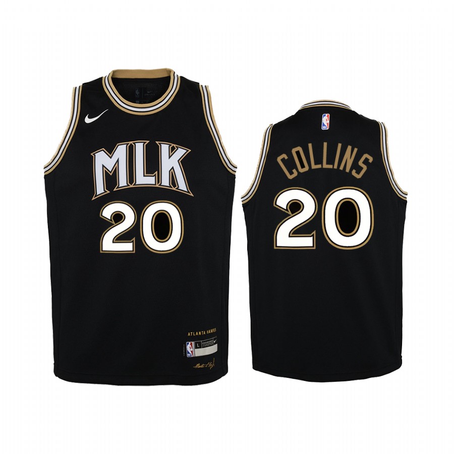John Collins Atlanta Hawks youth Black MLK City Jersey Drum Major for Justice