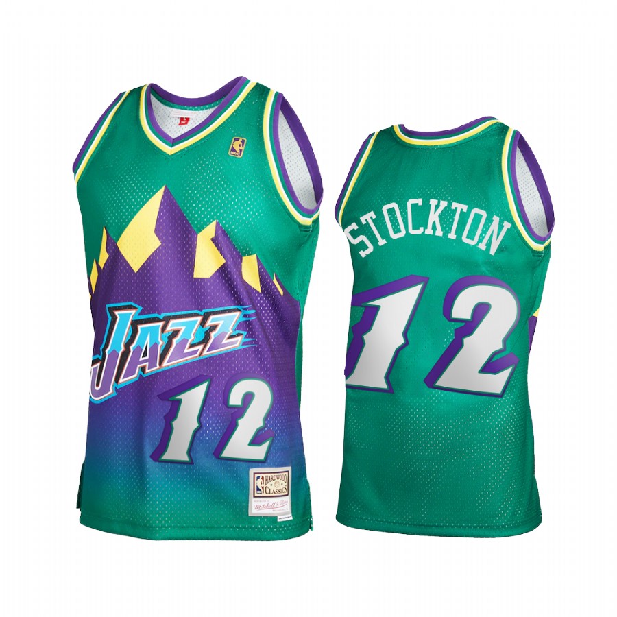 John Stockton 12 Utah Jazz Reload 2.0 Green Jersey Throwback