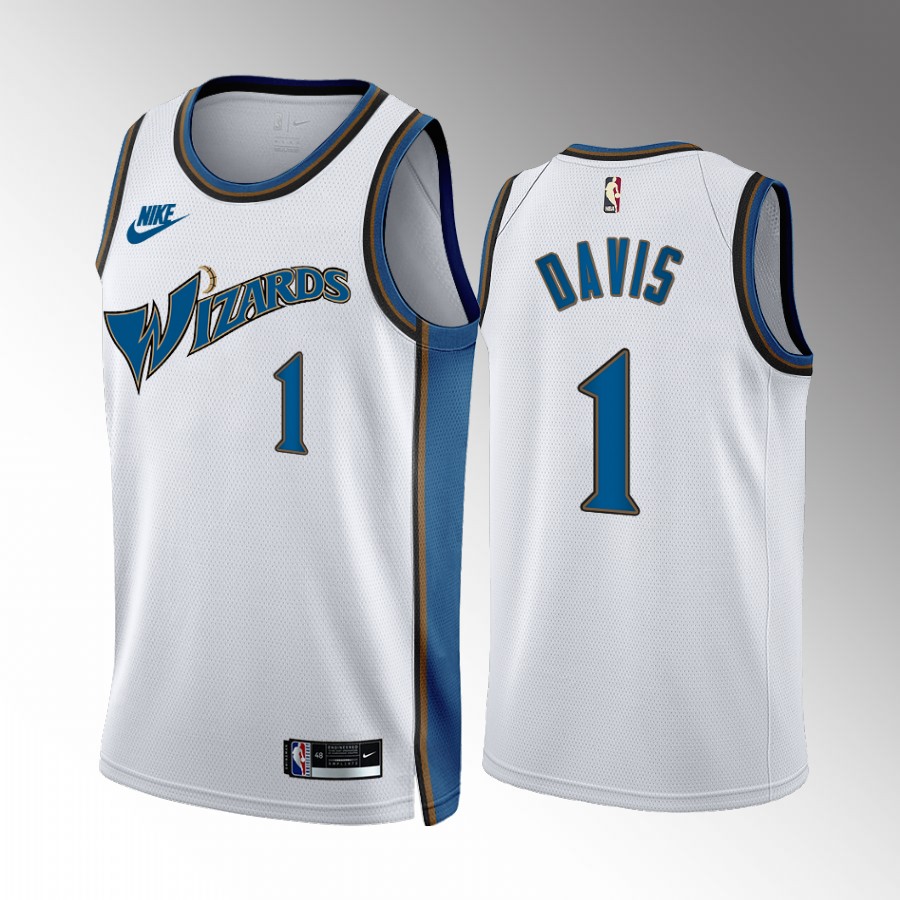 Johnny Davis Washington Wizards White #1 Classic Edition Jersey Draft