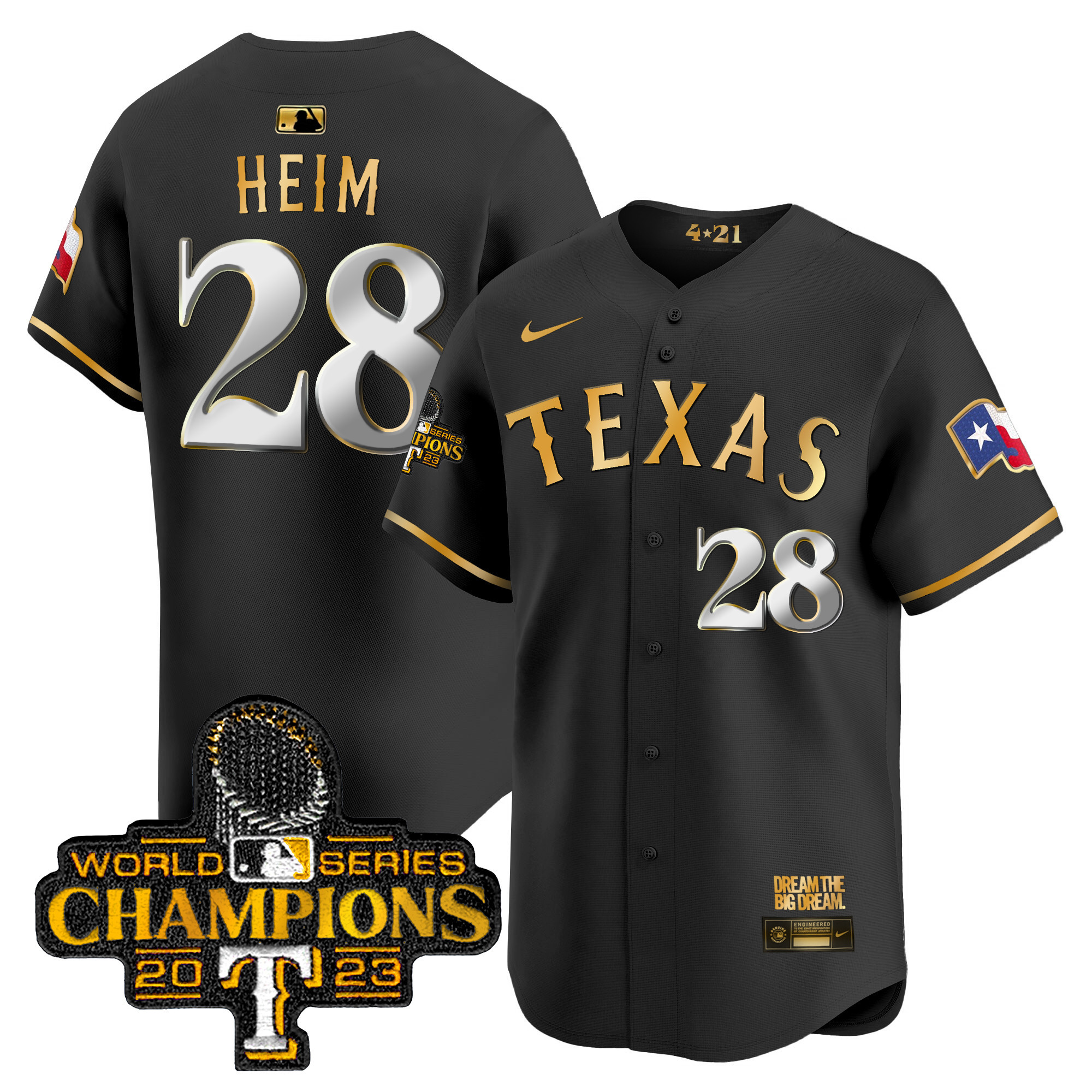 Jonah Heim Men's Texas Rangers World Series Champions City Connect Vapor Premier Limited Black Gold Jersey
