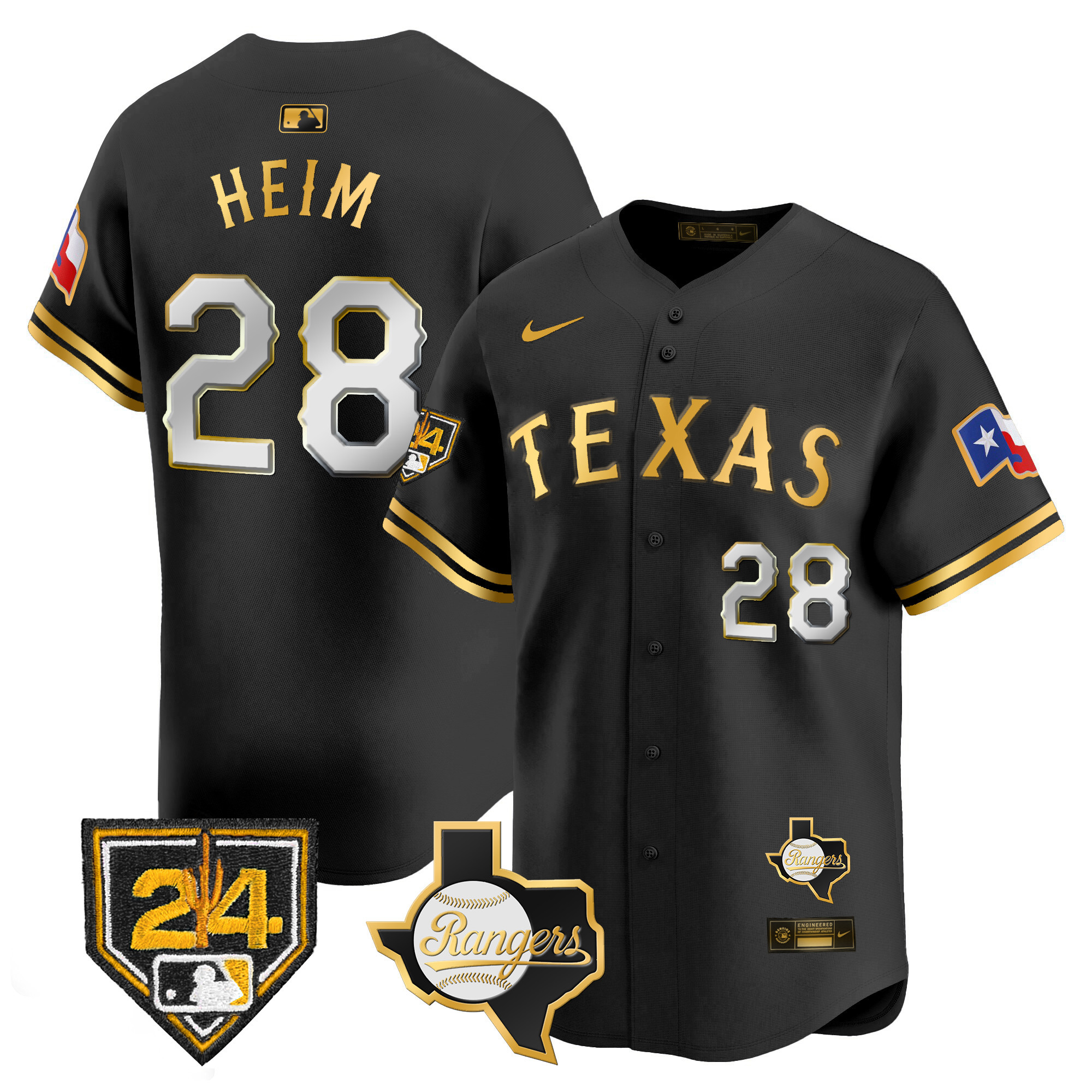 Jonah Heim Men's Texas Rangers Spring Training Patch Vapor Premier Limited Black Gold Jersey