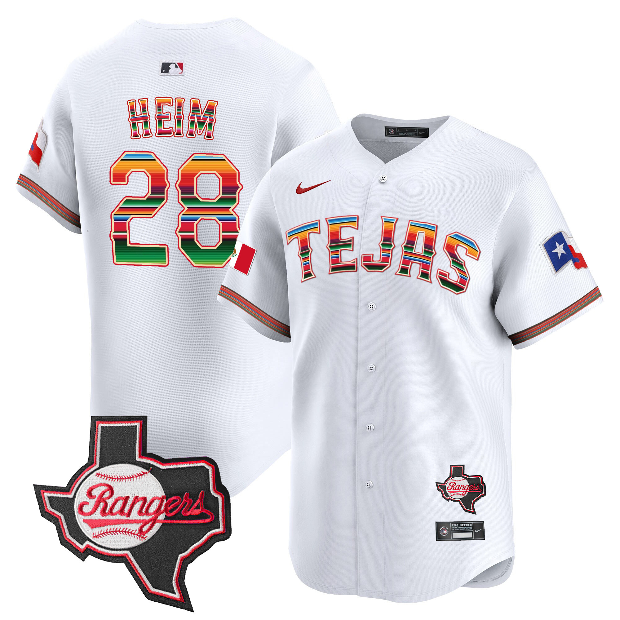 Jonah Heim Men's Texas Rangers Mexico Texas Patch Vapor Premier Limited White Jersey