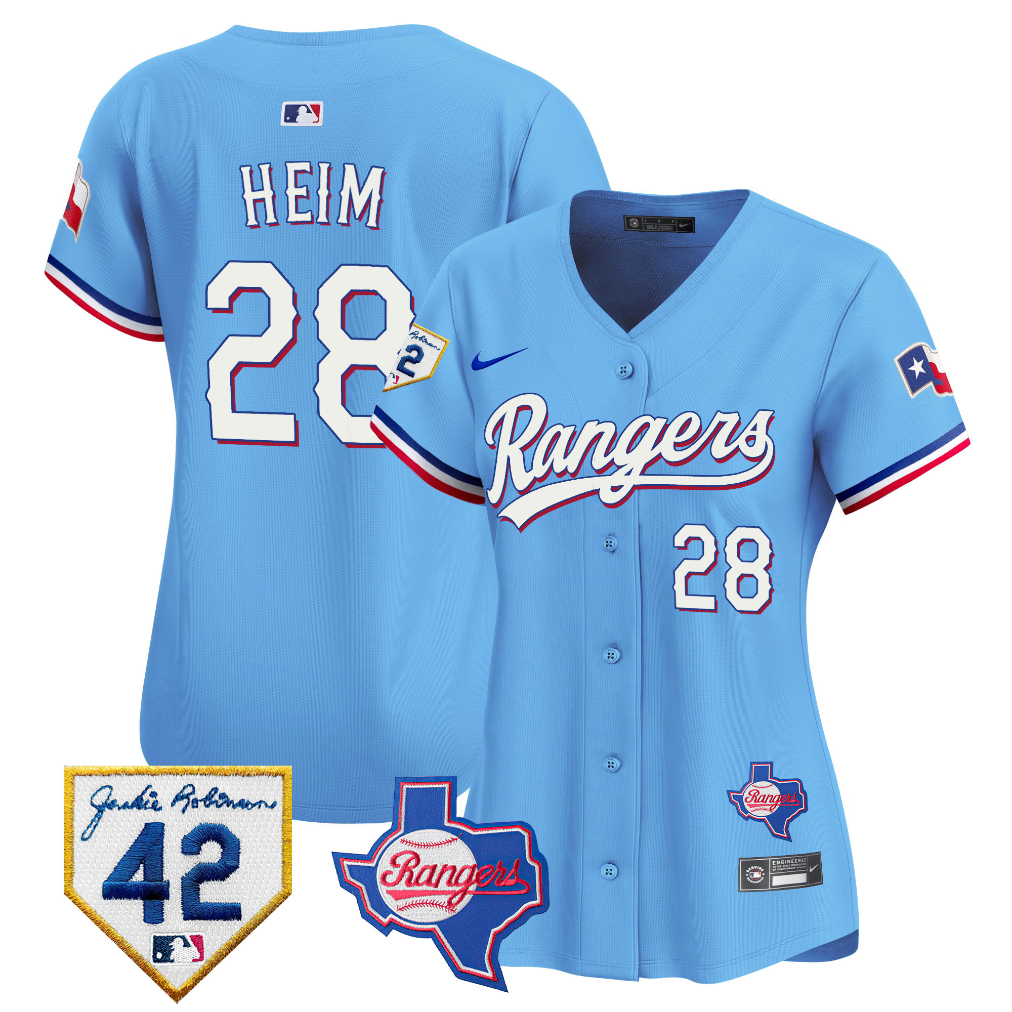 Jonah Heim Women's Texas Rangers Jackie Robinson Patch Vapor Premier Limited Blue Jersey