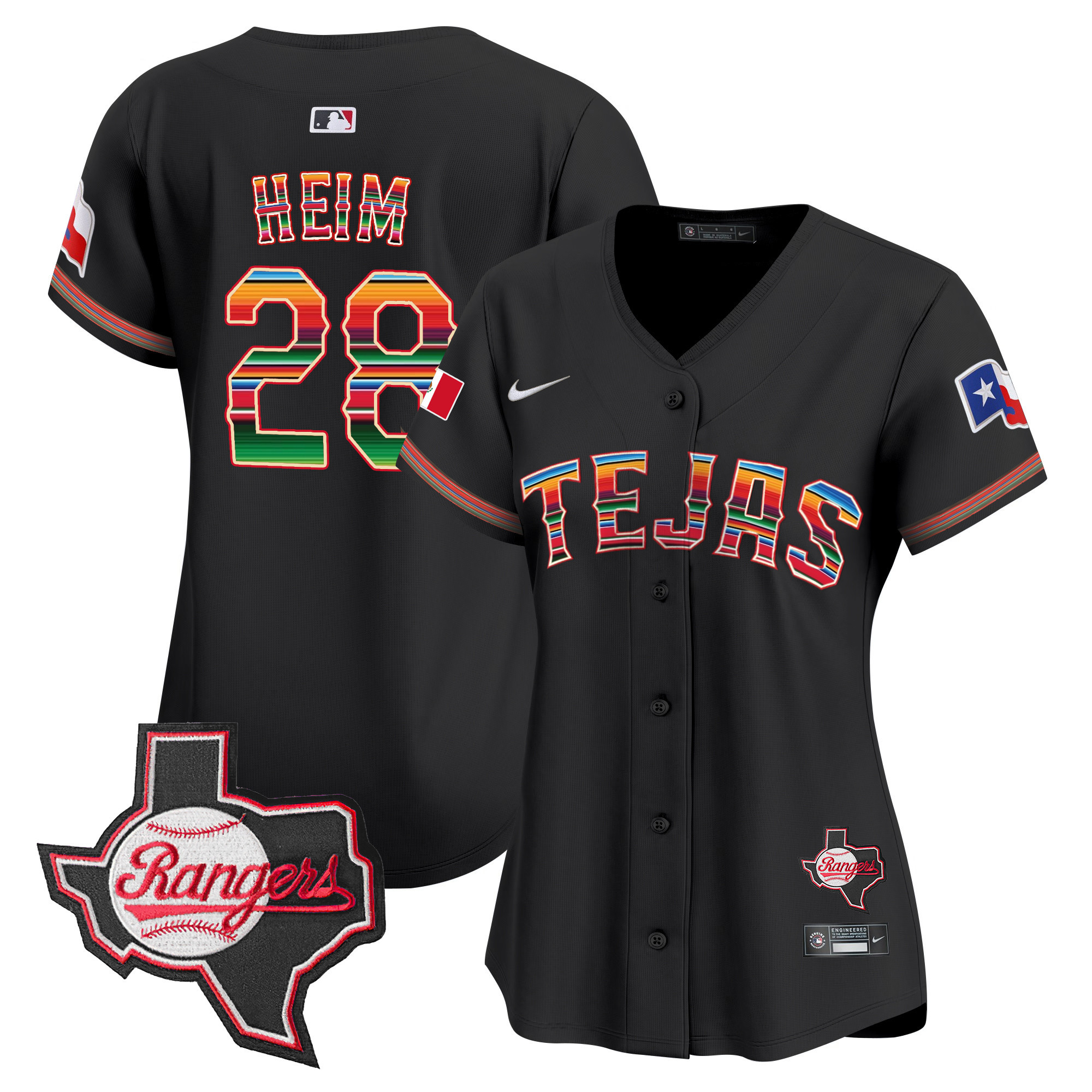 Jonah Heim Women's Texas Rangers Mexico Texas Patch Vapor Premier Limited Black Jersey