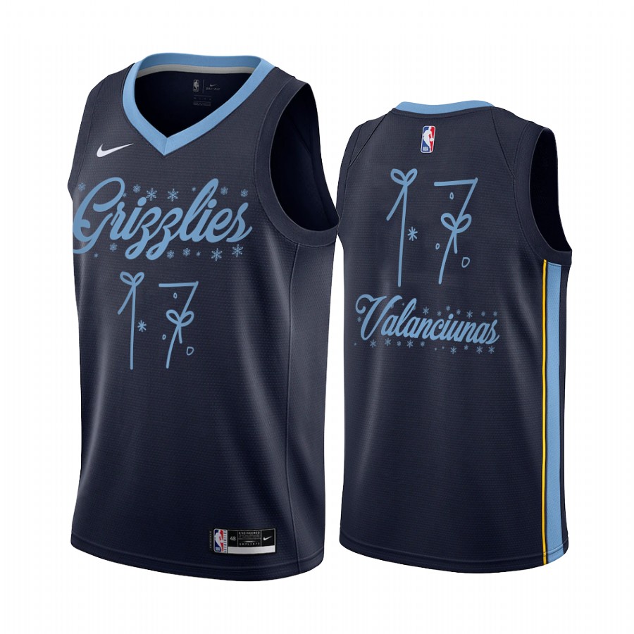 Jonas Valanciunas Memphis Grizzlies Christmas Night Navy Jersey Festive Special Edition