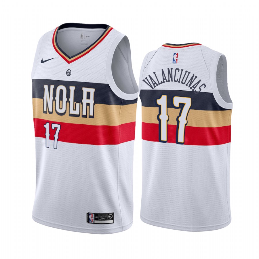 Jonas Valanciunas New Orleans Pelicans Earned Edition White #17 Jersey