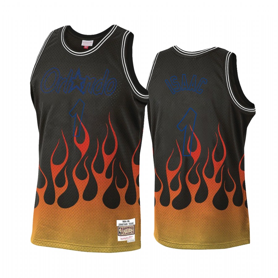 Jonathan Isaac #1 Orlando Magic Flames Jersey Black