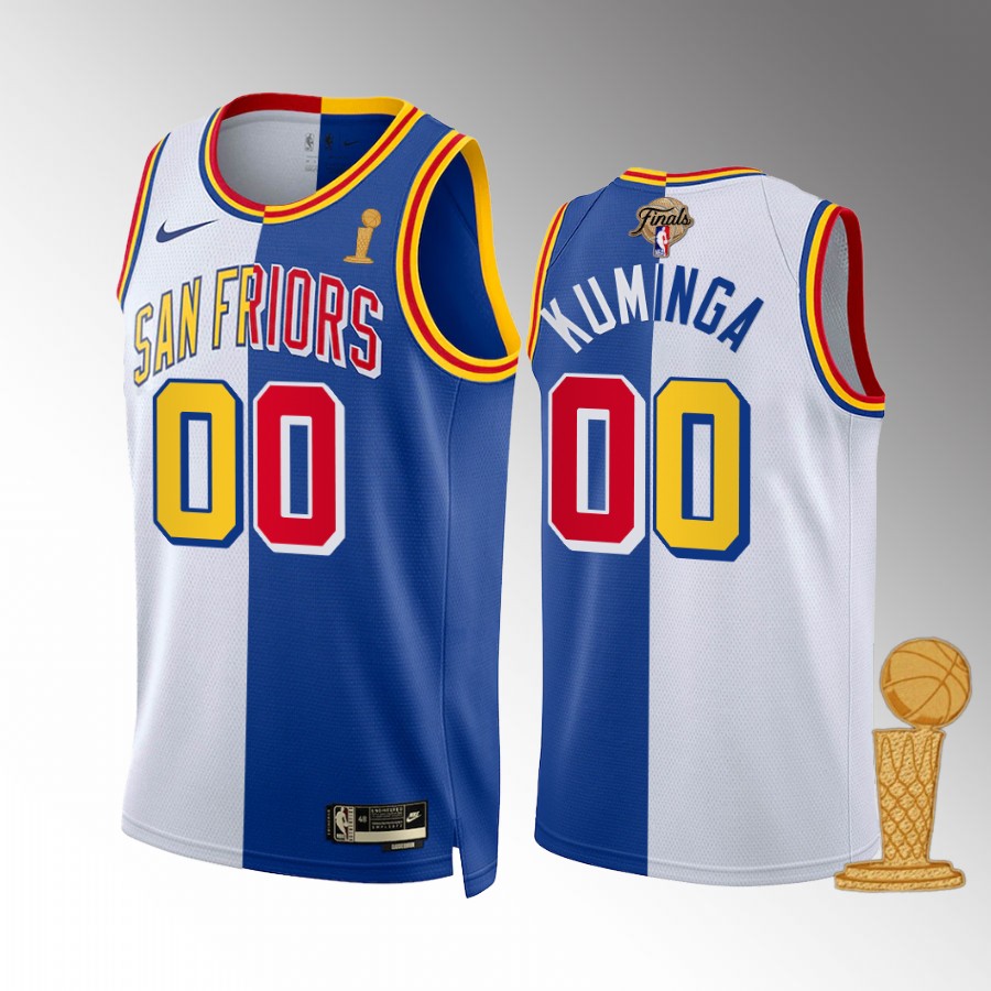 Jonathan Kuminga  Champions Golden State Warriors White Royal #00 Jersey Classic Split