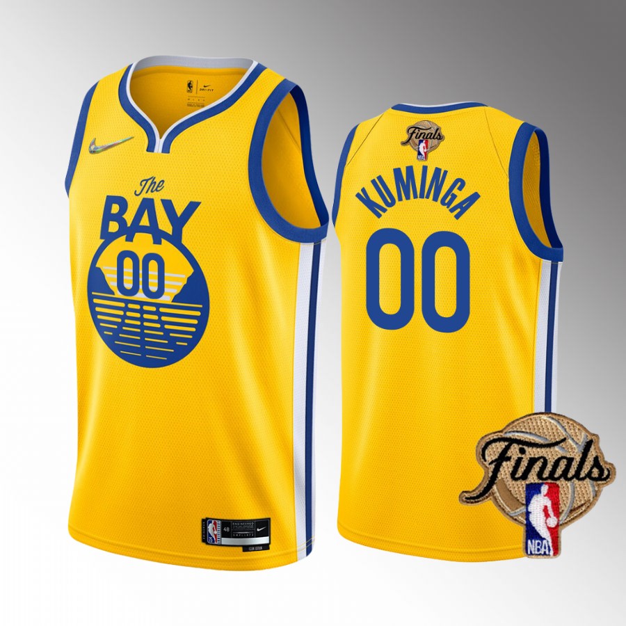 Jonathan Kuminga Golden State Warriors Finals Jersey Gold #00 Diamond Badge Dub