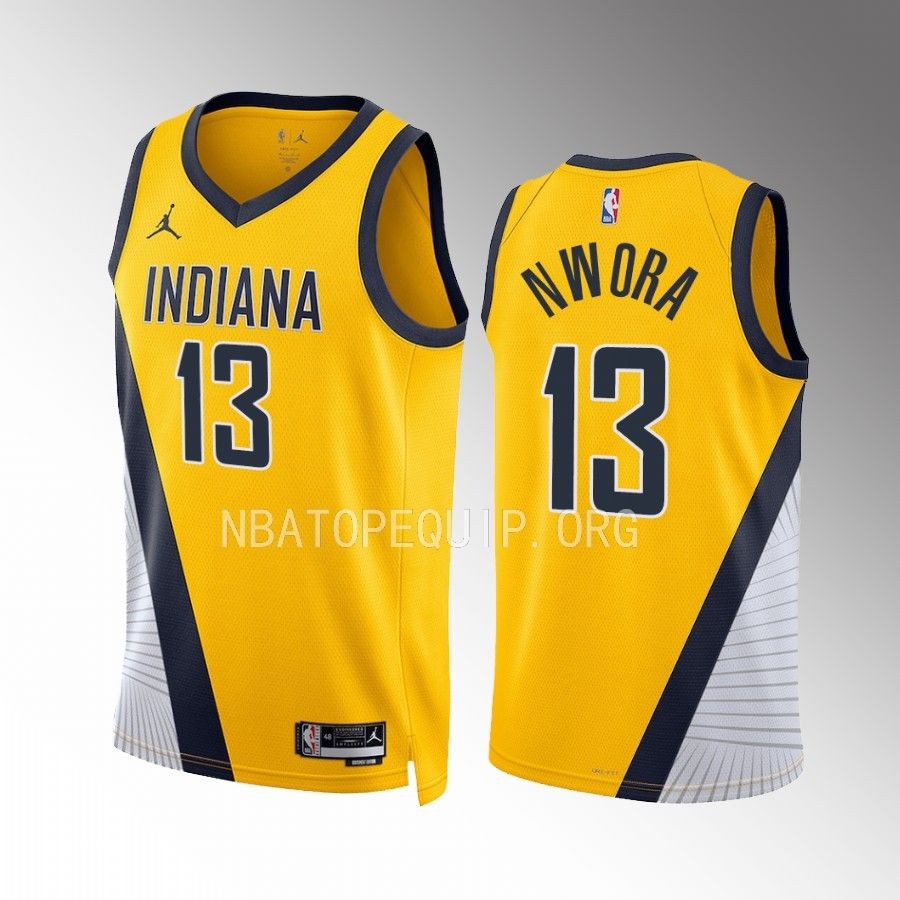 Jordan Nwora Indiana Pacers Statement Edition Yellow #13 Jersey Swingman