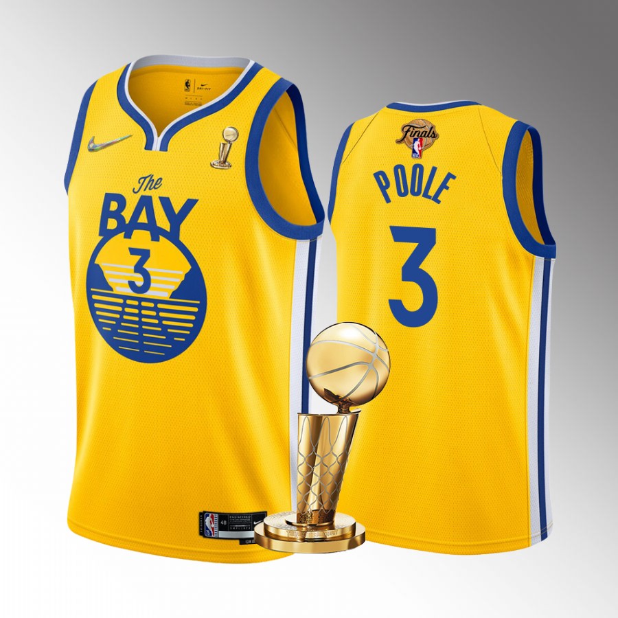 Jordan Poole Finals Champions Golden State Warriors Gold #3 Jersey Statement