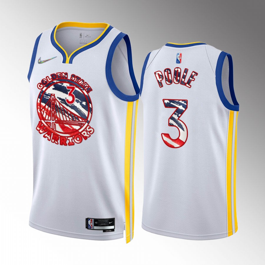Jordan Poole Independence Day Golden State Warriors #3 White Jersey America