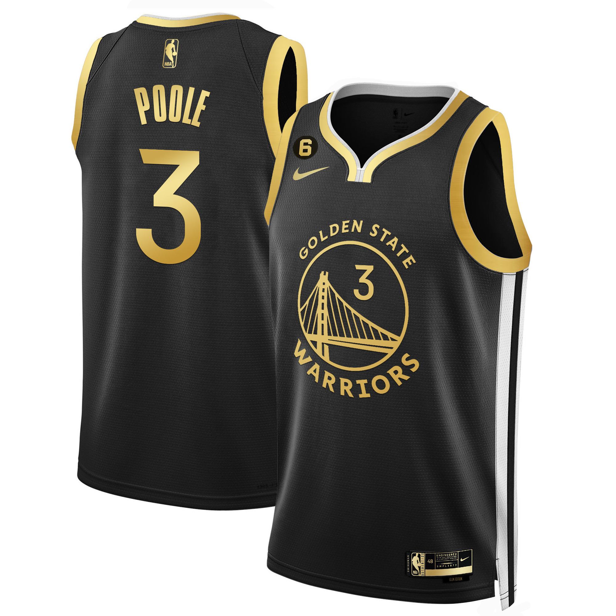 Jordan Poole Golden State Warriors Icon Black Gold Jersey - All Stitched
