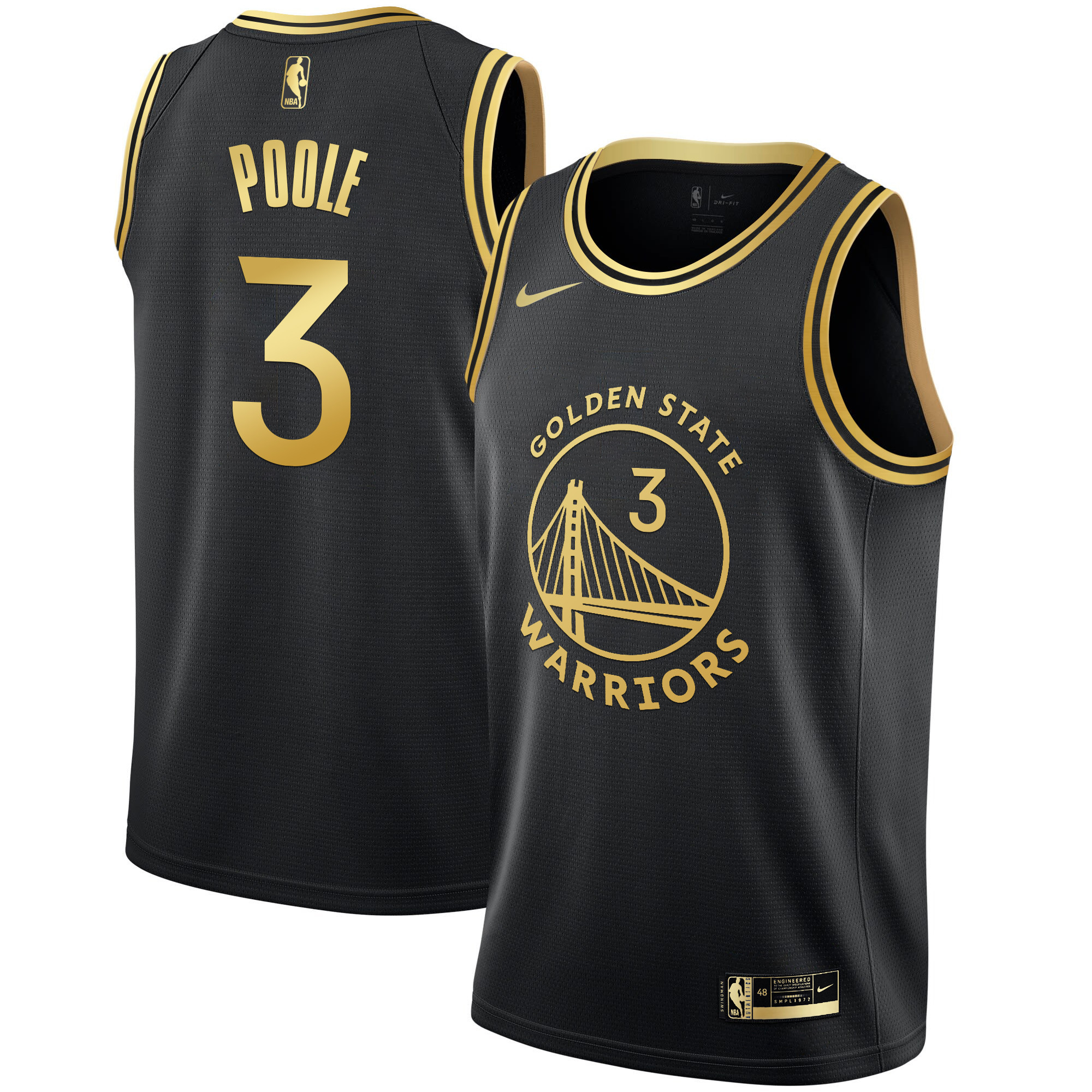 Jordan Poole Men's Golden State Warriors Black Limited & Gold Black Gold Jersey - All Stitched
