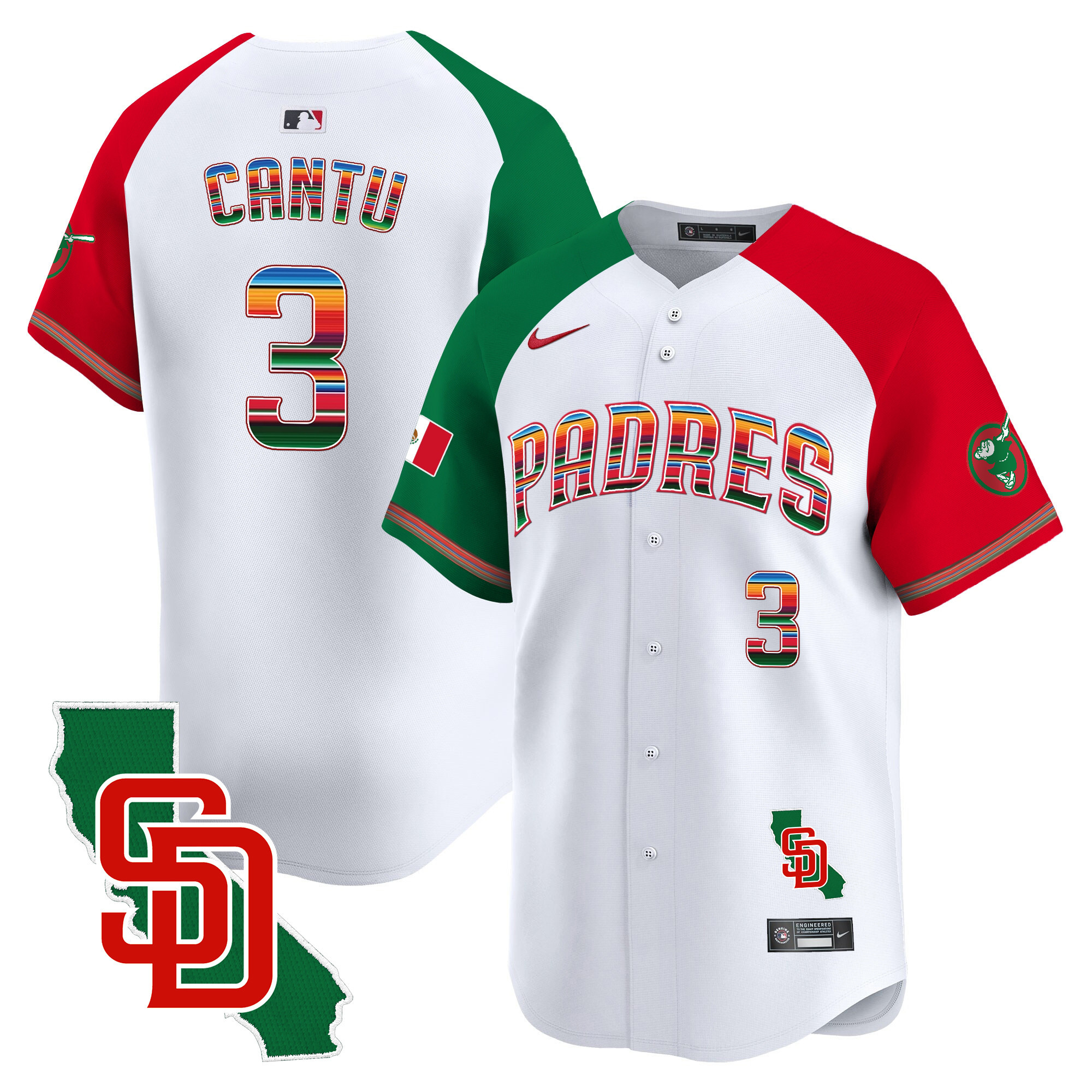 Jorge Cantu Men's San Diego Padres Mexico California Patch Vapor Premier Limited Alternate Jersey