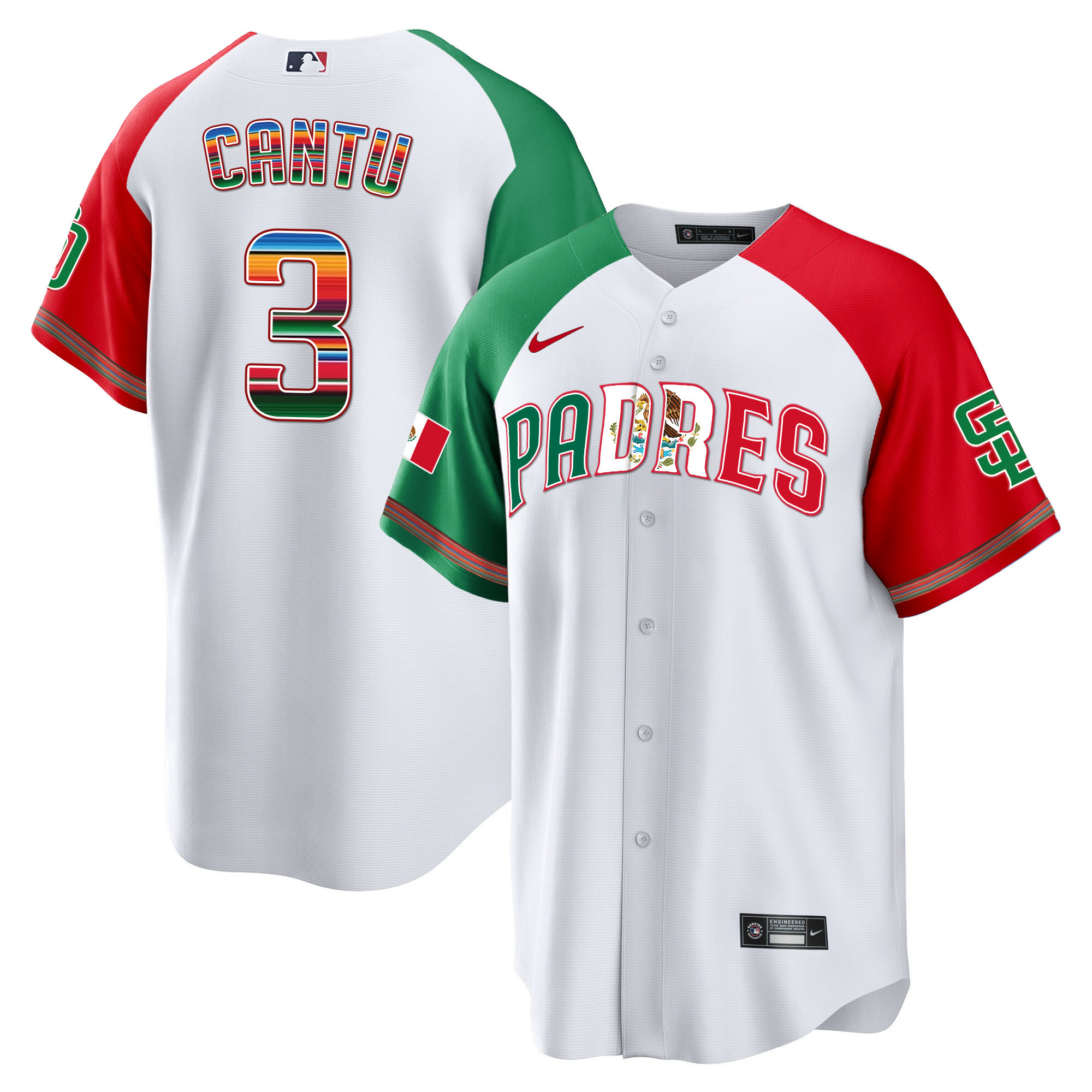 Jorge Cantu Men's San Diego Padres Mexico Cool Base Limited V2 Alternate Jersey