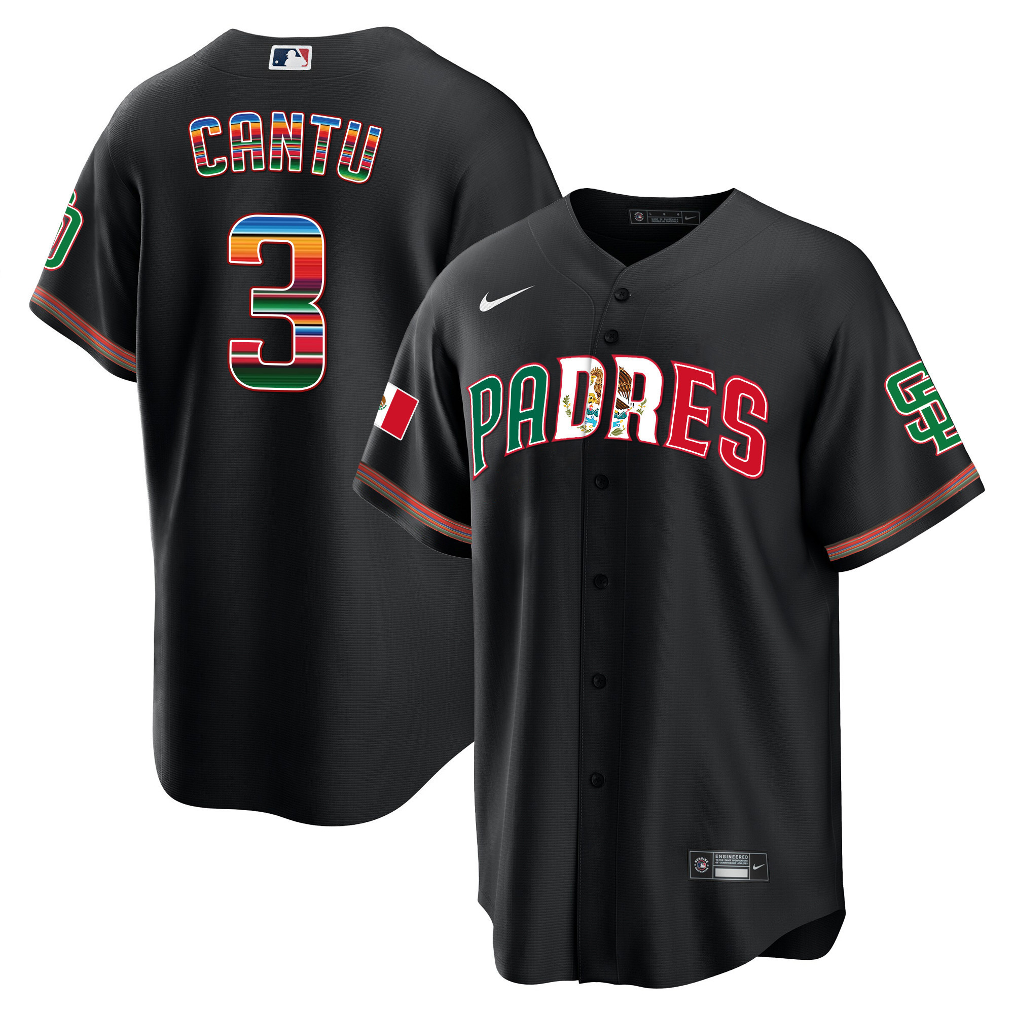 Jorge Cantu Men's San Diego Padres Mexico Cool Base Limited V2 Black Jersey