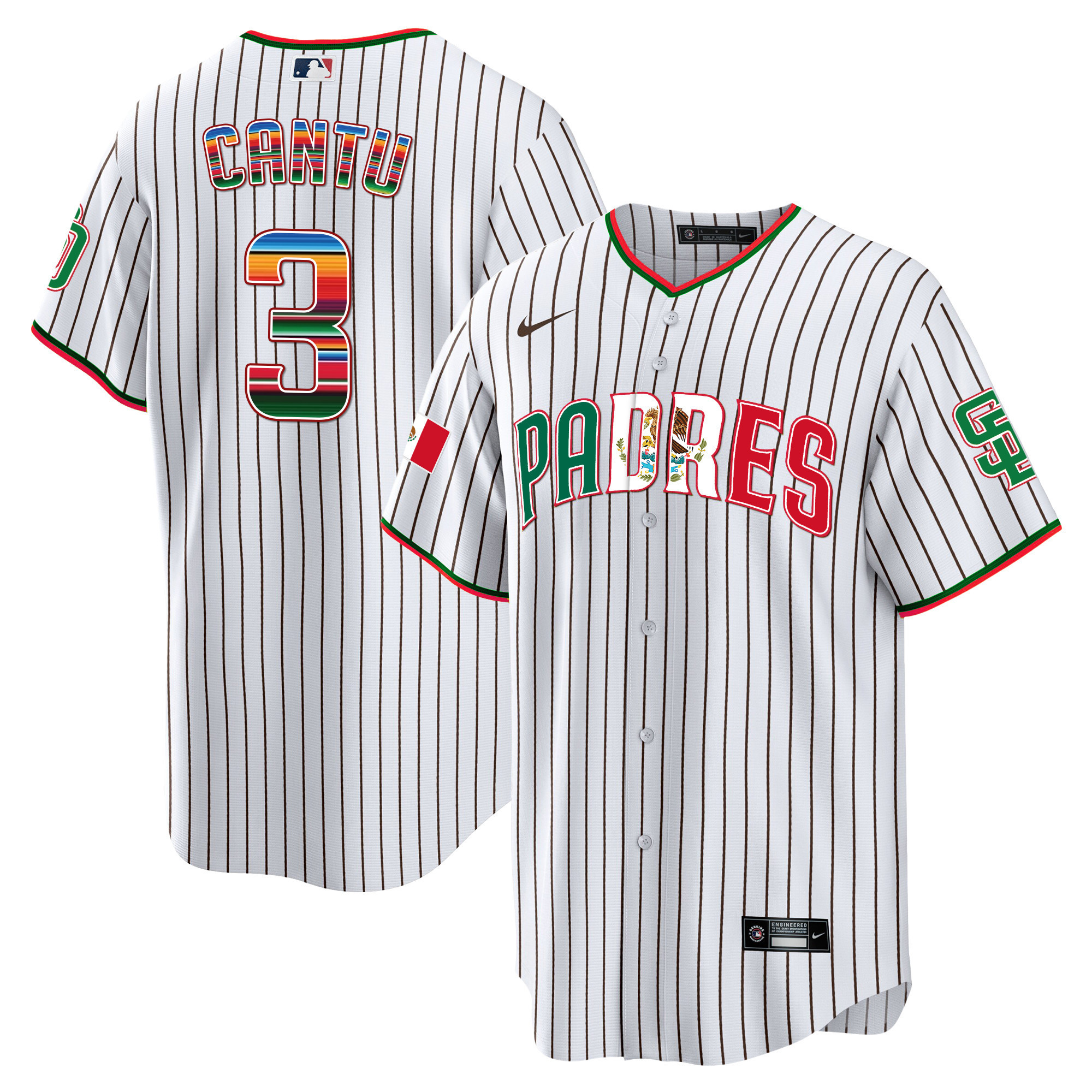 Jorge Cantu Men's San Diego Padres Mexico Cool Base Limited V2 Pinstripe Jersey