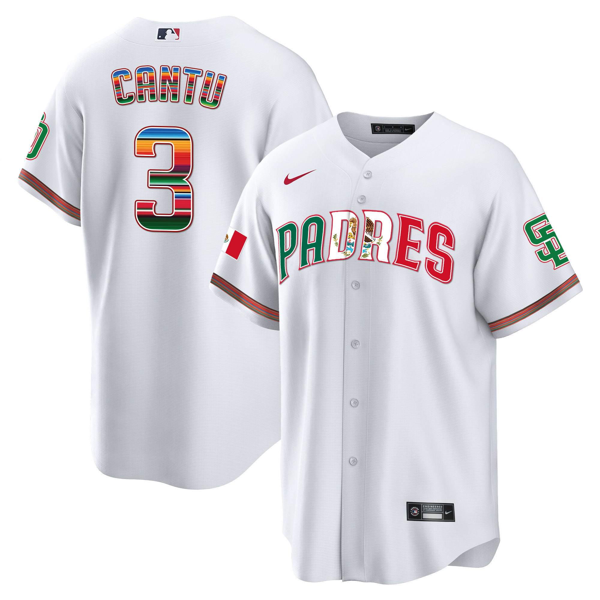 Jorge Cantu Men's San Diego Padres Mexico Cool Base Limited V2 White Jersey