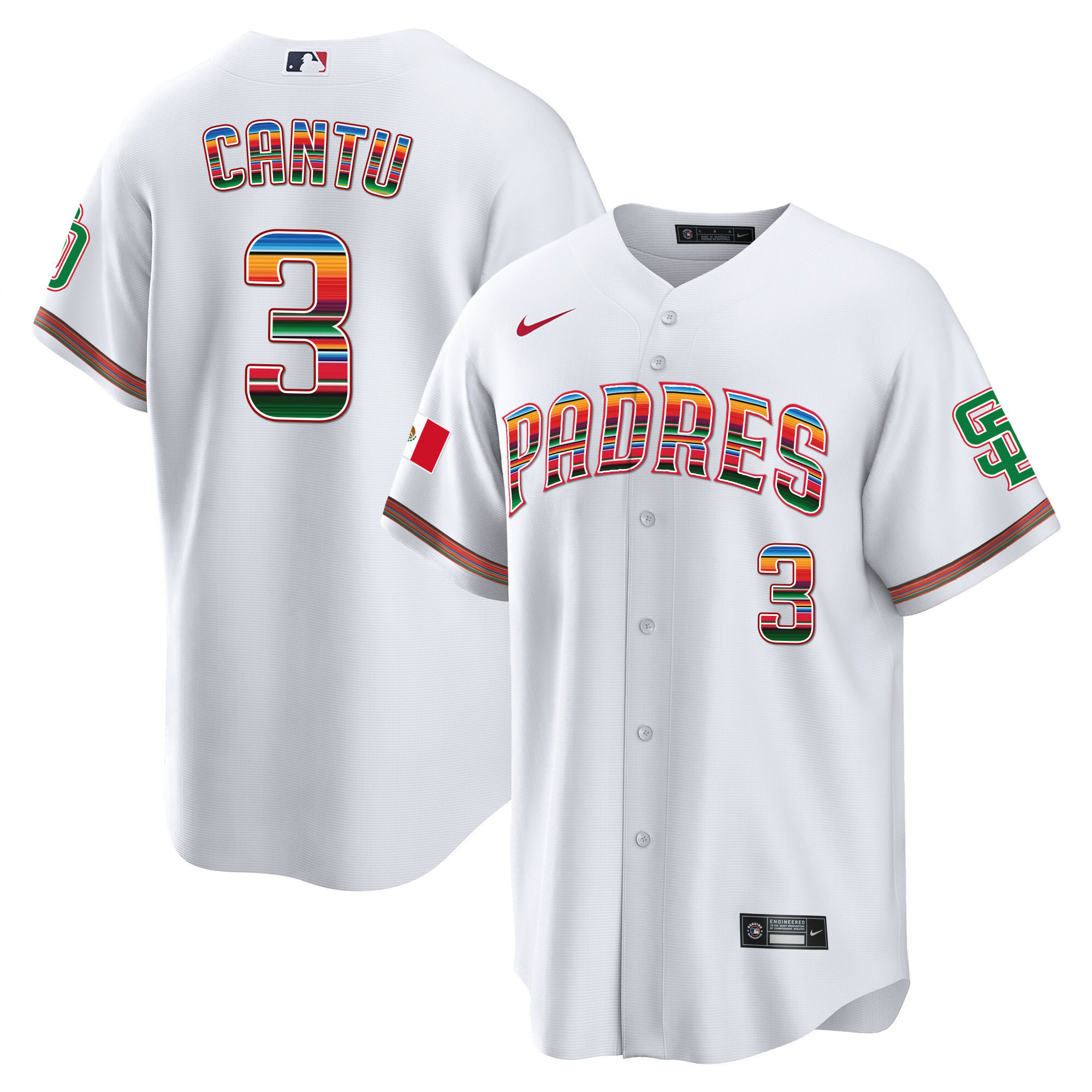 Jorge Cantu Men's San Diego Padres Mexico Cool Base Limited White Jersey