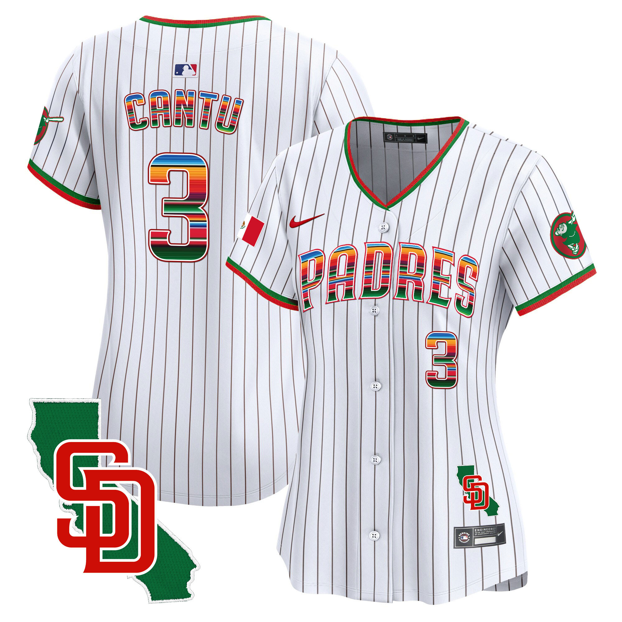 Jorge Cantu Women's San Diego Padres Mexico California Patch Vapor Premier Limited Pinstripe Jersey