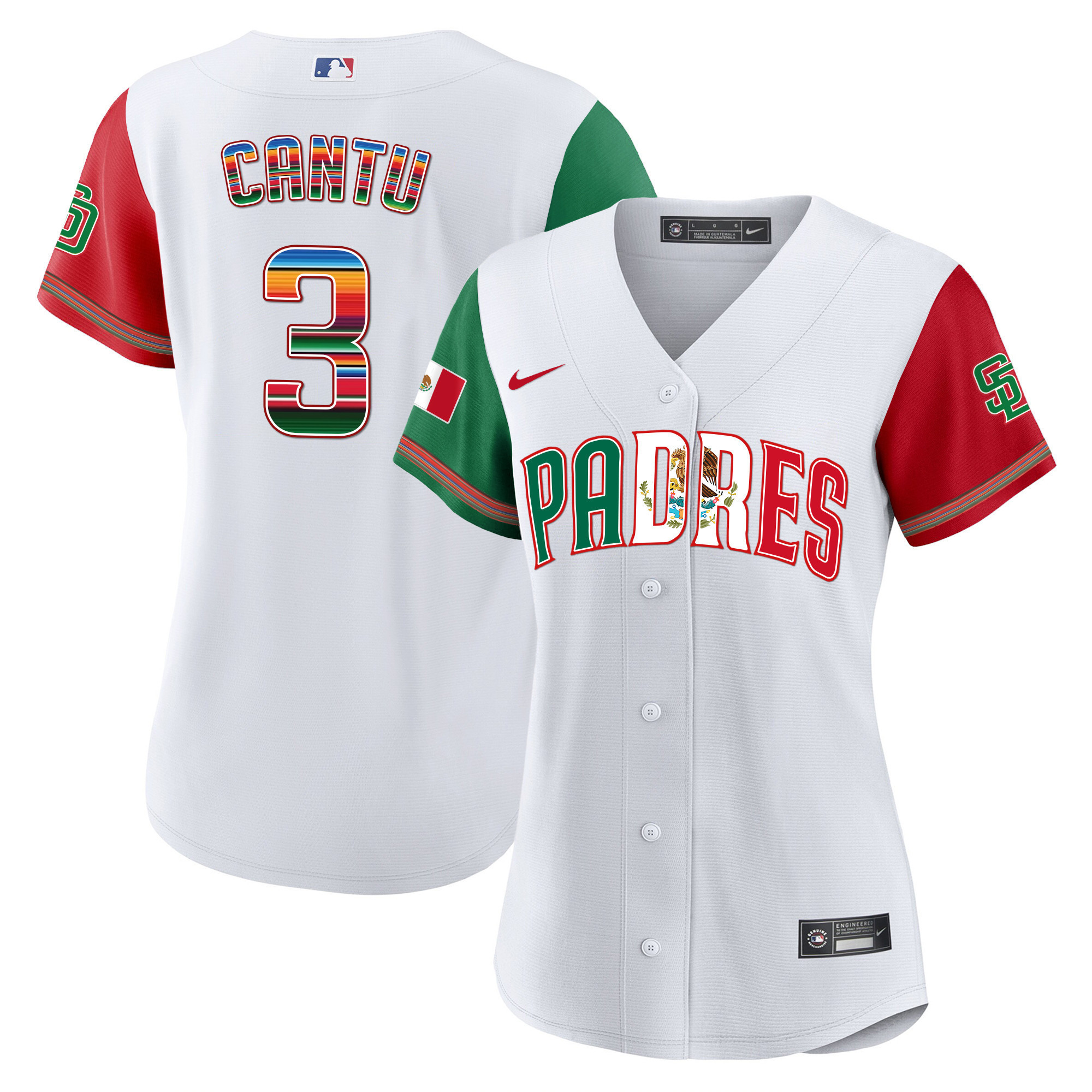 Jorge Cantu Women's San Diego Padres Mexico Cool Base Limited V2 Color Sleeves Jersey