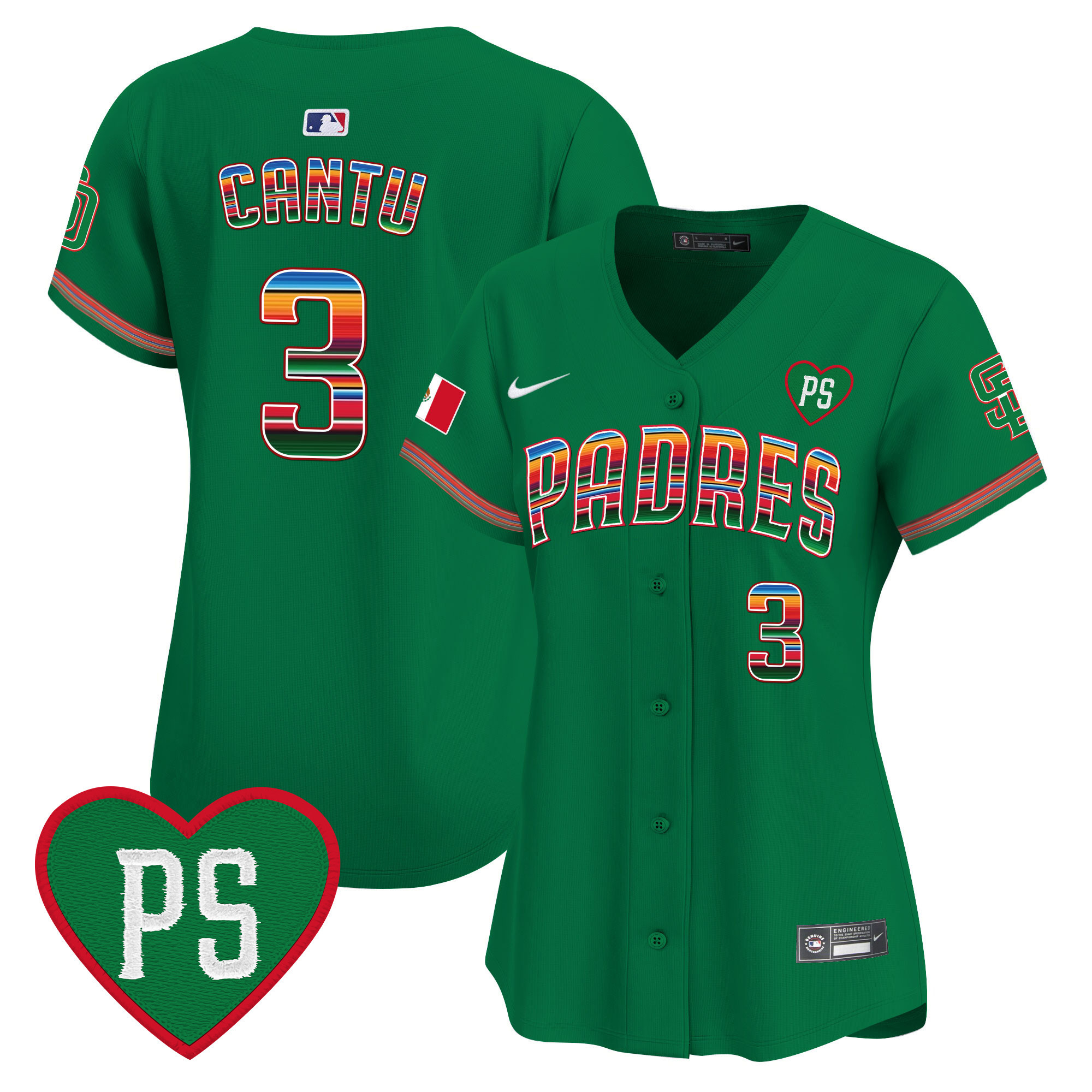 Jorge Cantu Women's San Diego Padres Mexico "For Peter" Patch Vapor Premier Limited Green Jersey