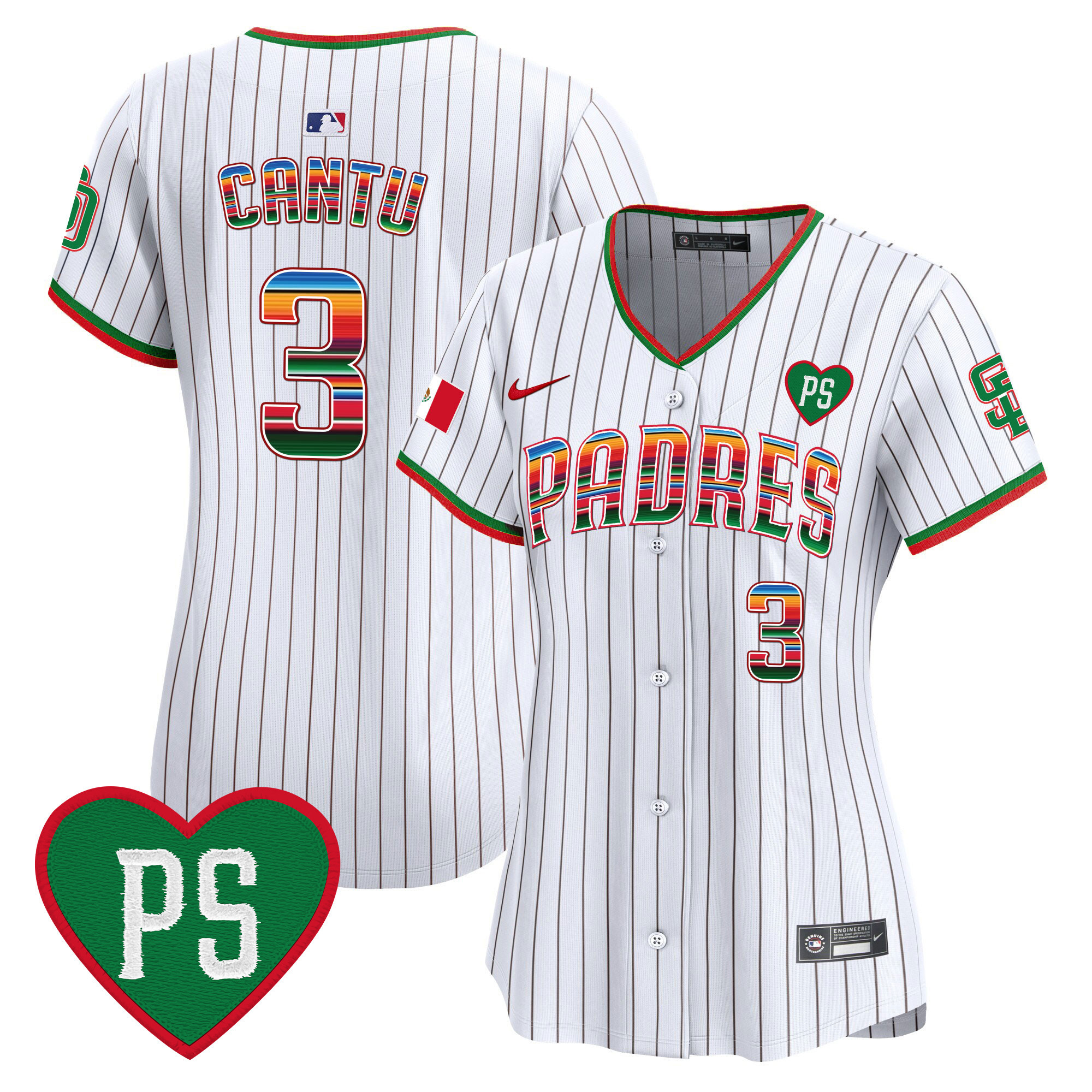 Jorge Cantu Women's San Diego Padres Mexico "For Peter" Patch Vapor Premier Limited Pinstripe Jersey