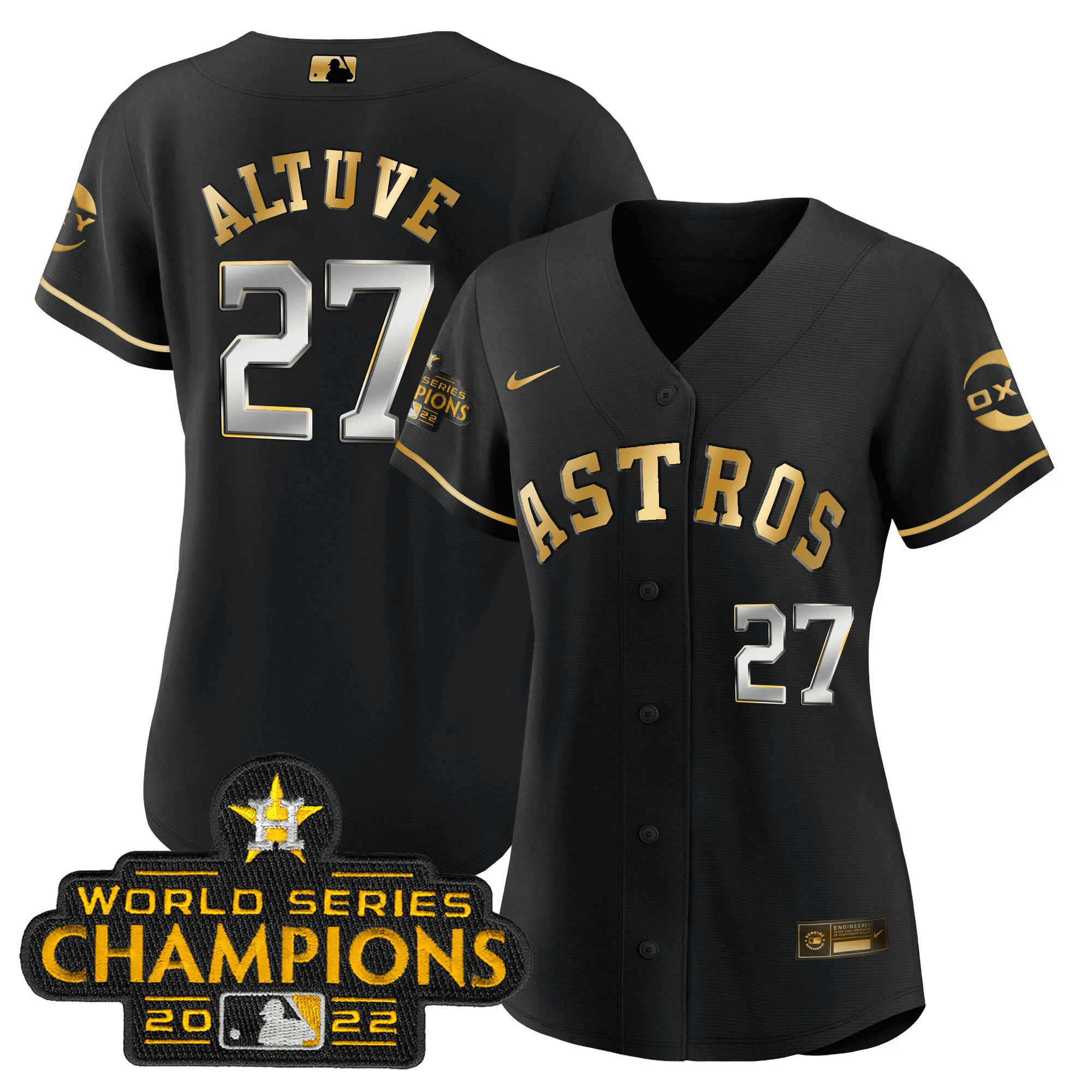José Altuve Houston Astros Champions Black Gold Rush Cool Base Jersey