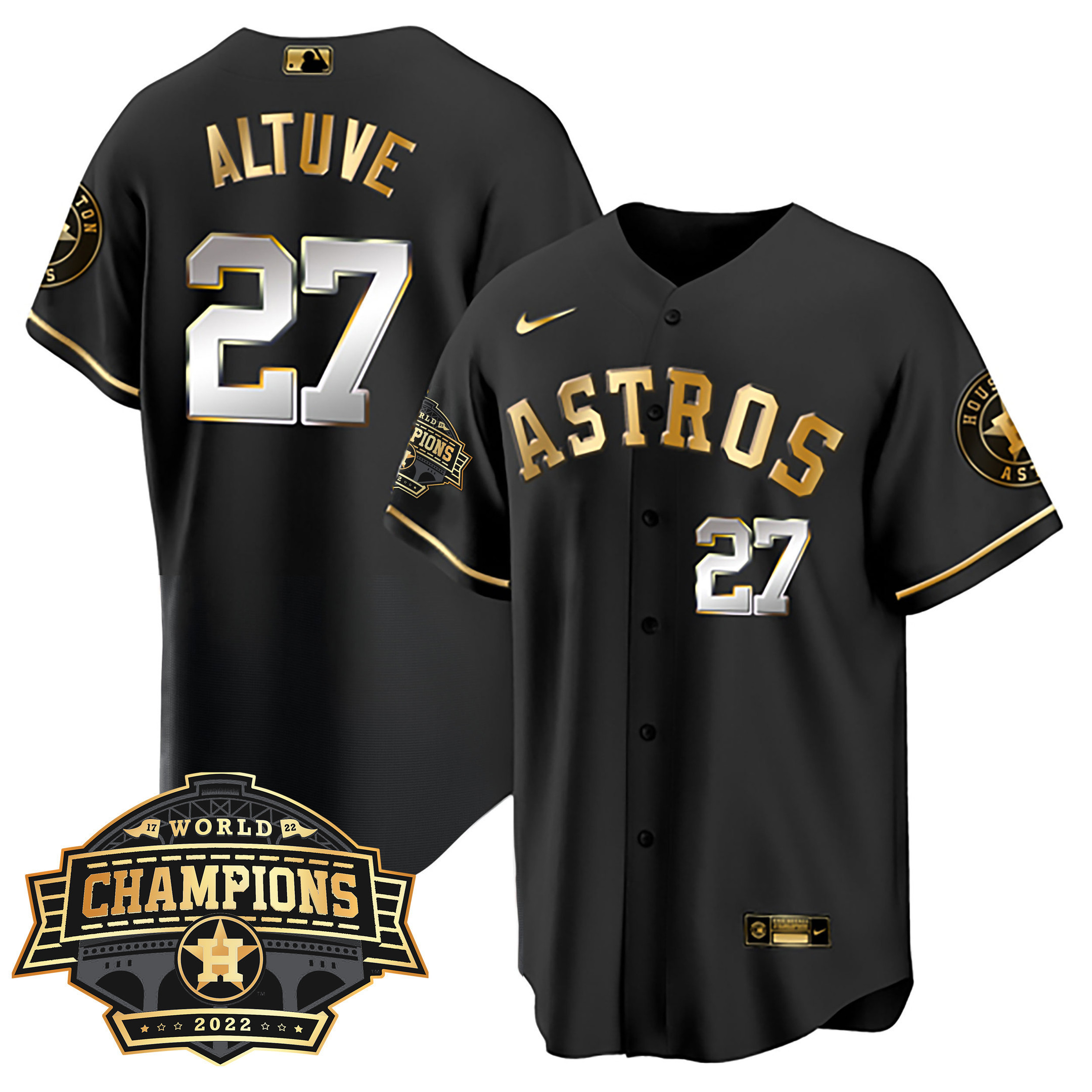 José Altuve Men's Houston Astros Champions Limited Cool Black Jersey