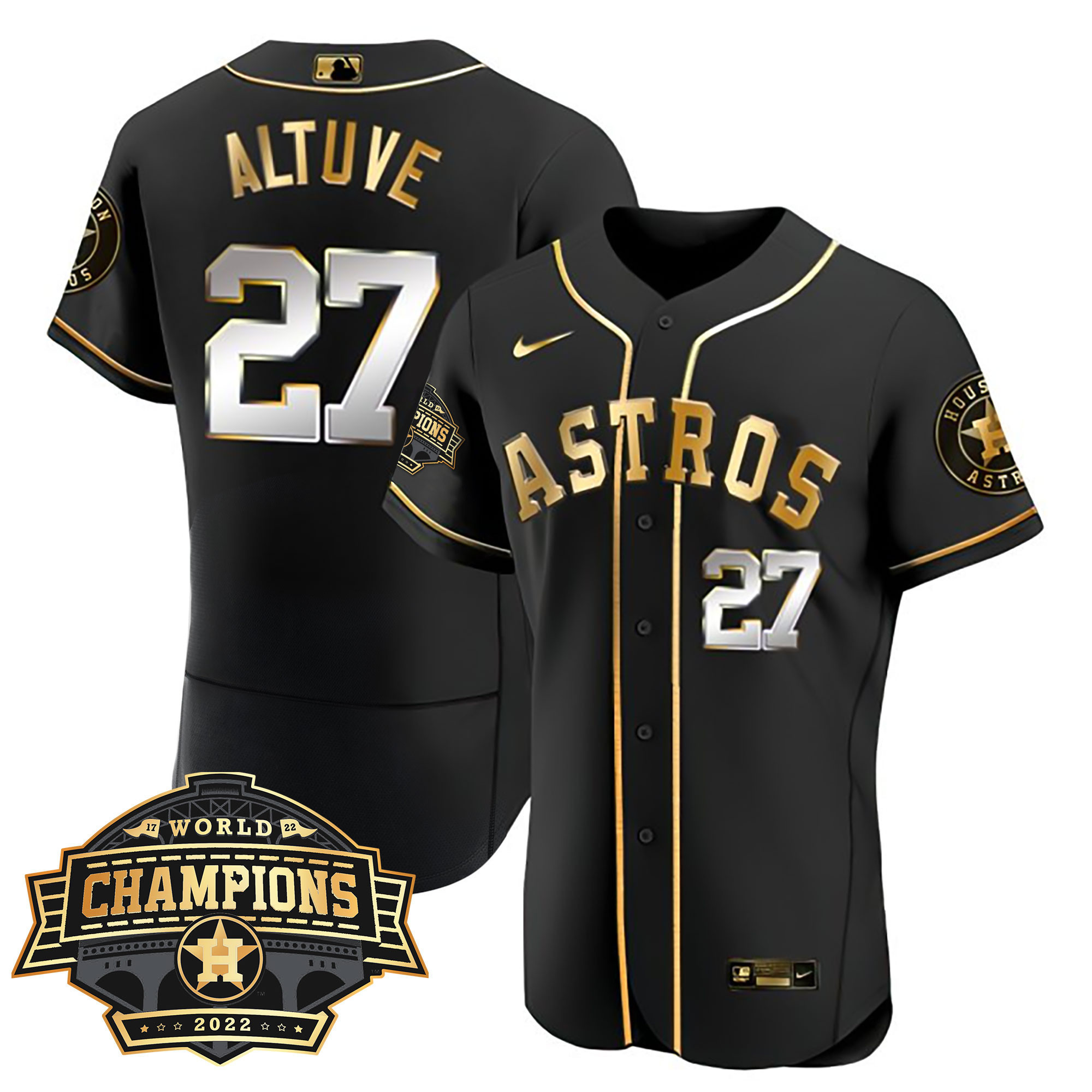 José Altuve Men's Houston Astros Champions Limited Flex Black Jersey