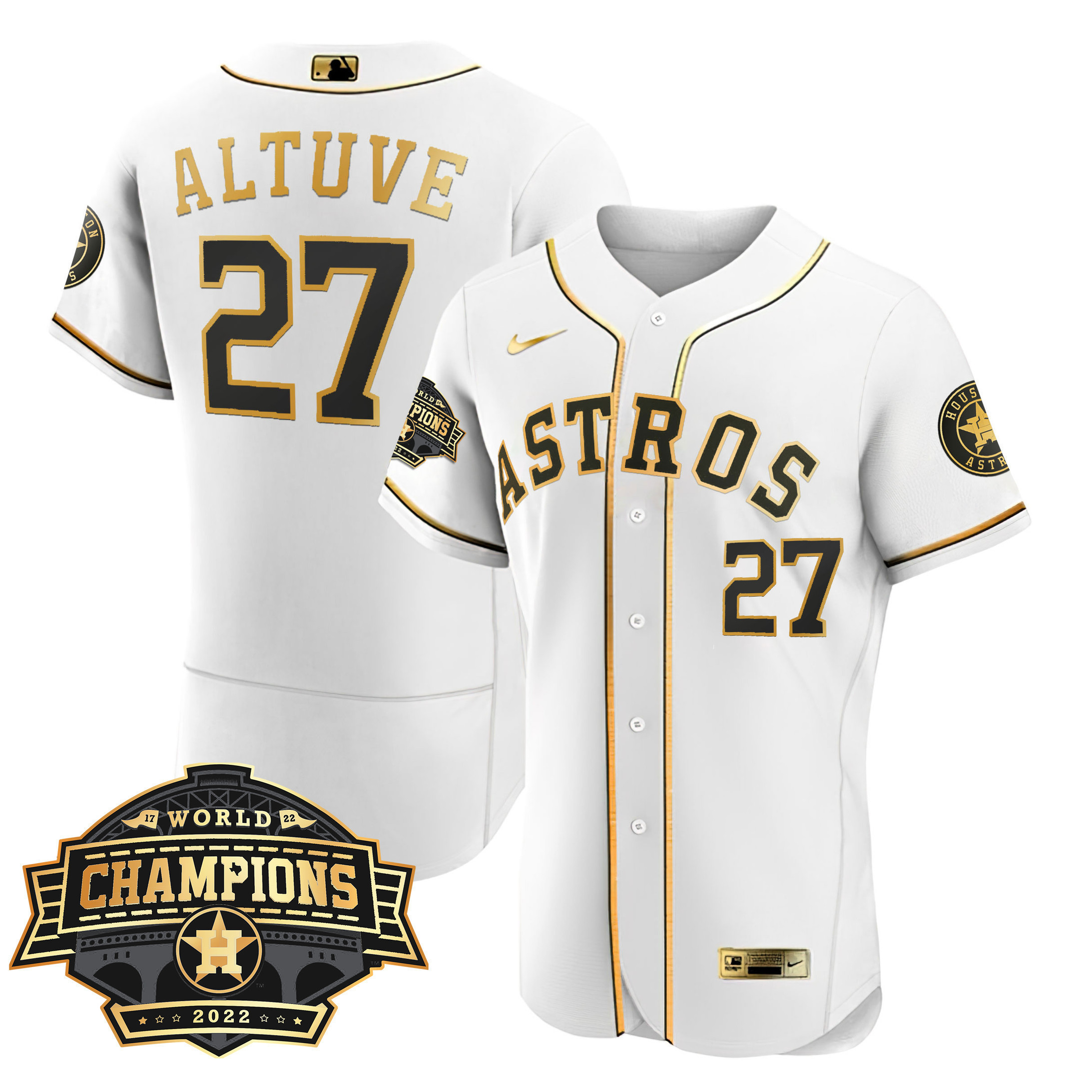 José Altuve Women's Houston Astros World Series Champions Patch Limited Flex White Jersey