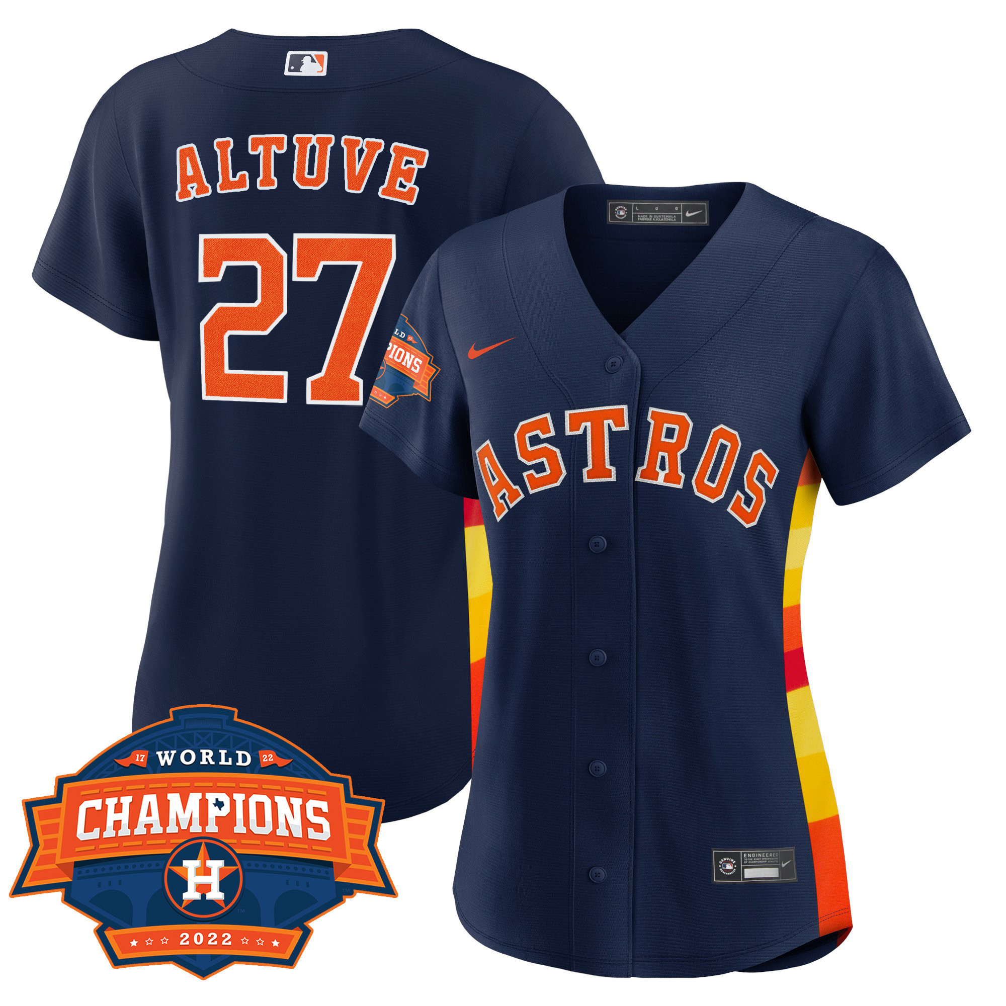 José Altuve Women's Houston Astros Alternate Navy Champions Limited Player Cool Base Jersey