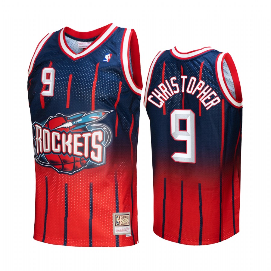 Josh Christopher #9 Houston Rockets Fadeaway Red Navy Hardwood Classics Jersey