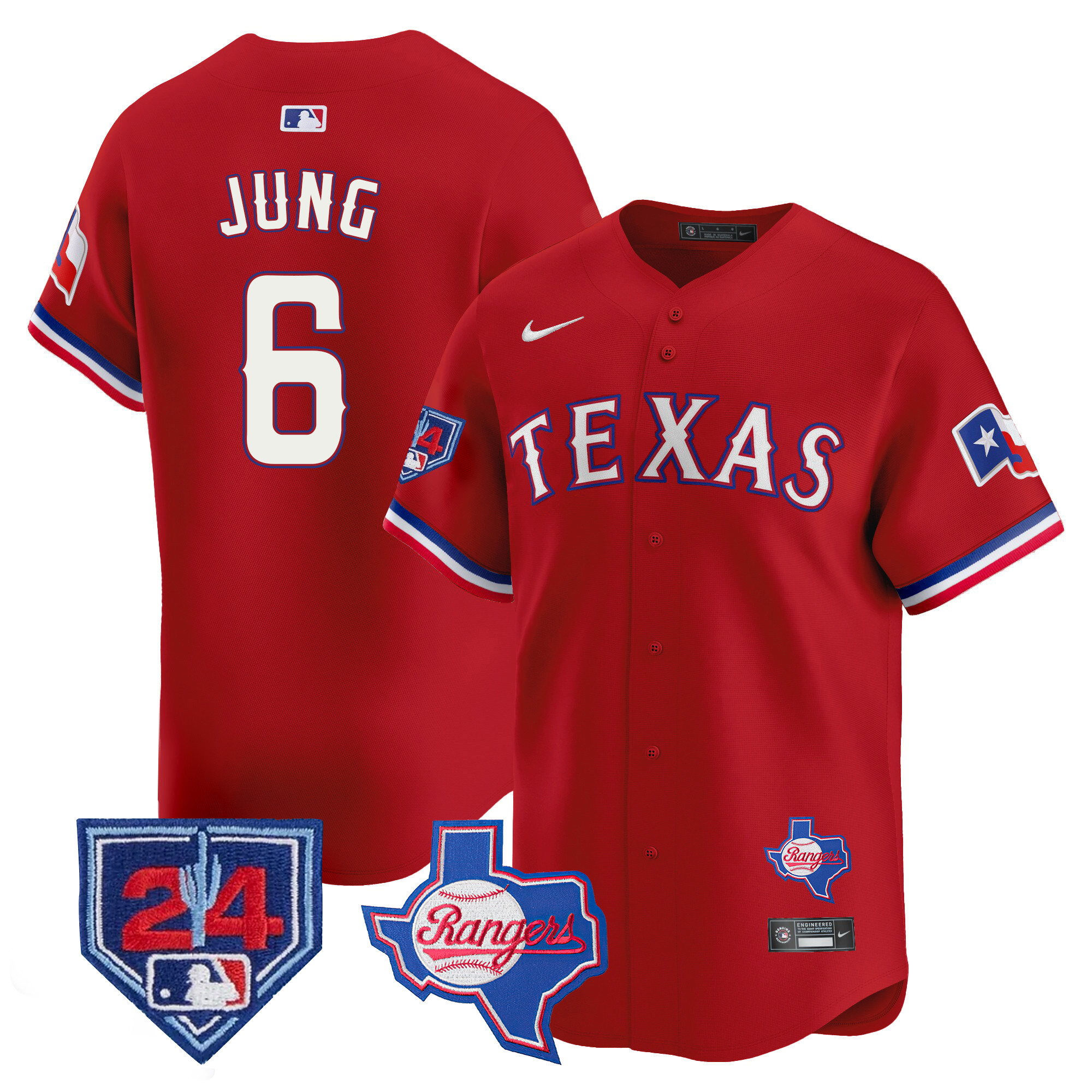 Josh Jung Men's Texas Rangers Spring Training Patch Vapor Premier Limited Red Jersey