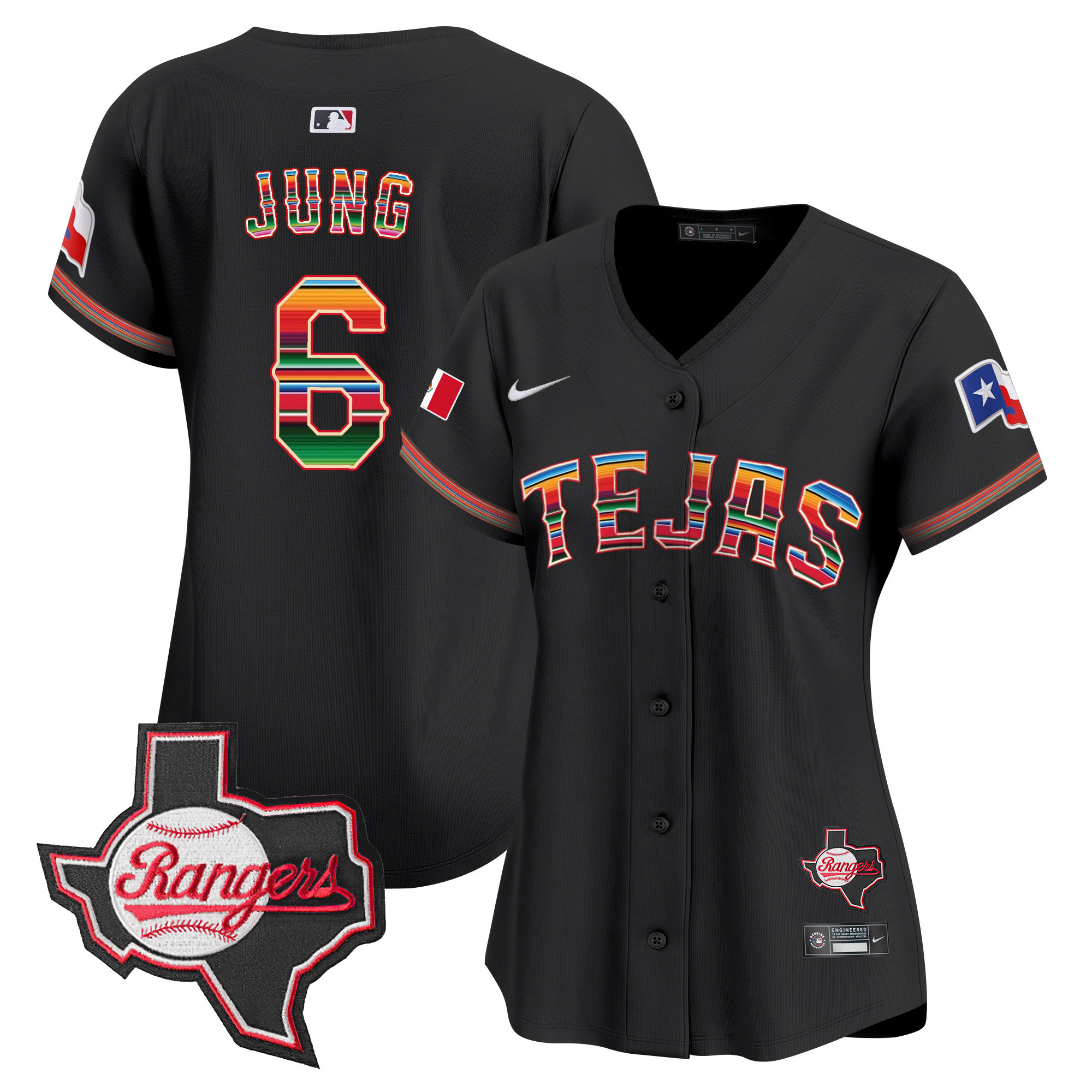 Josh Jung Women's Texas Rangers Mexico Texas Patch Vapor Premier Limited Black Jersey