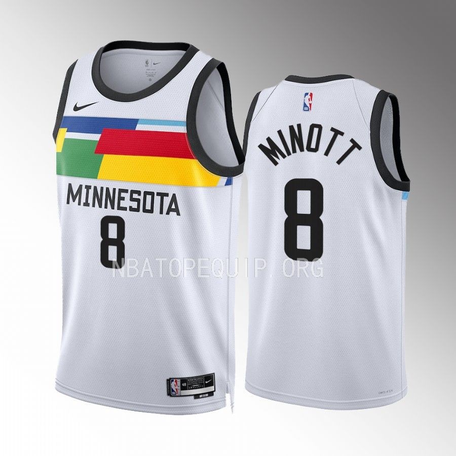 Josh Minott Minnesota Timberwolves City Edition White #8 Jersey Swingman