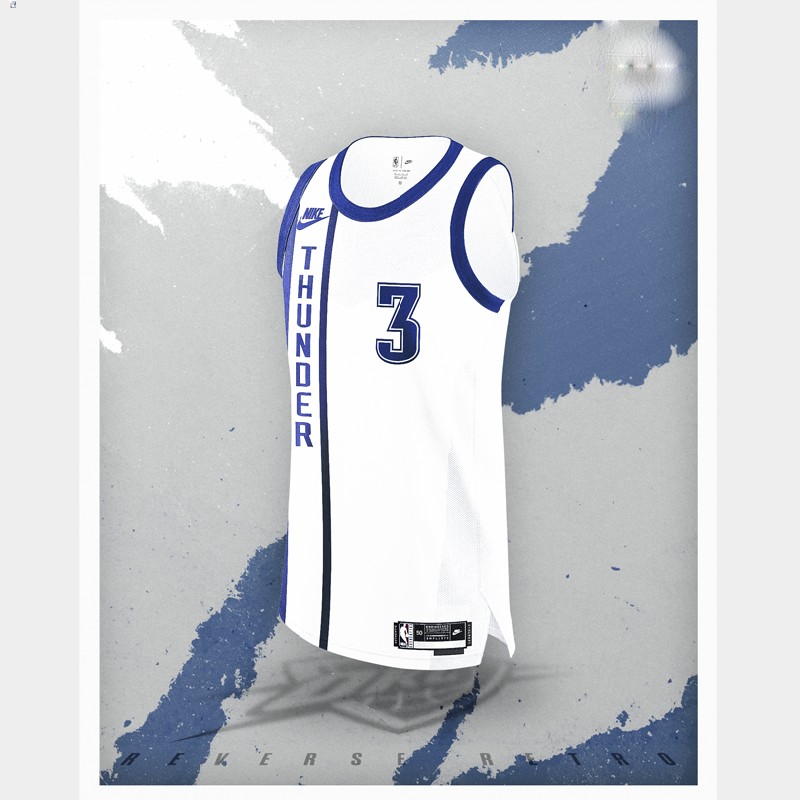 Joshua Giddey Oklahoma City Thunder White #3 Jersey Reverse Retro