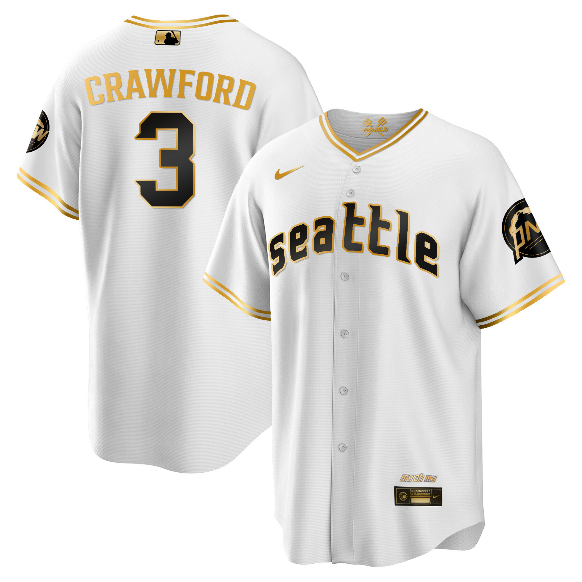 J.P. Crawford Men's Seattle Mariners City Connect Gold Fan Made Cool White Gold Jersey
