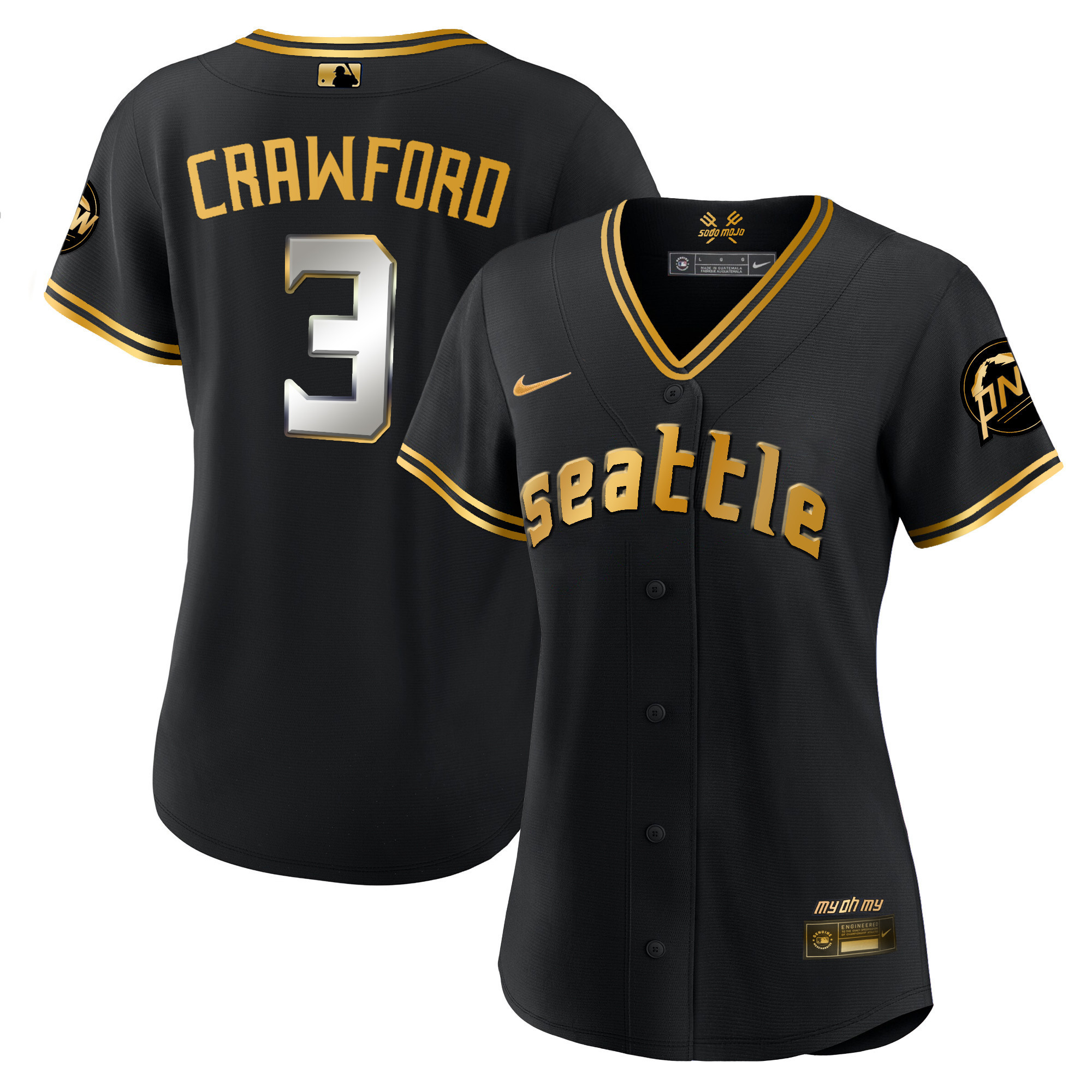 J.P. Crawford Women's Seattle Mariners City Connect Gold Black Gold Jersey