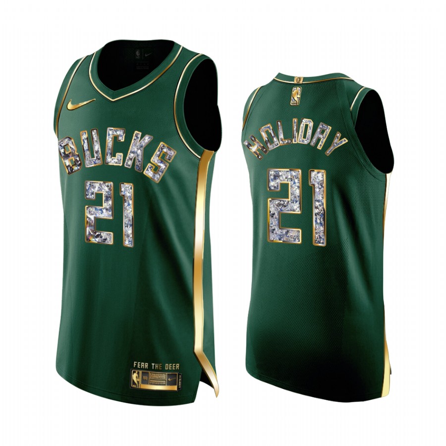 Jrue Holiday Green #21 Milwaukee Bucks Playoffs Jersey Diamond Edition