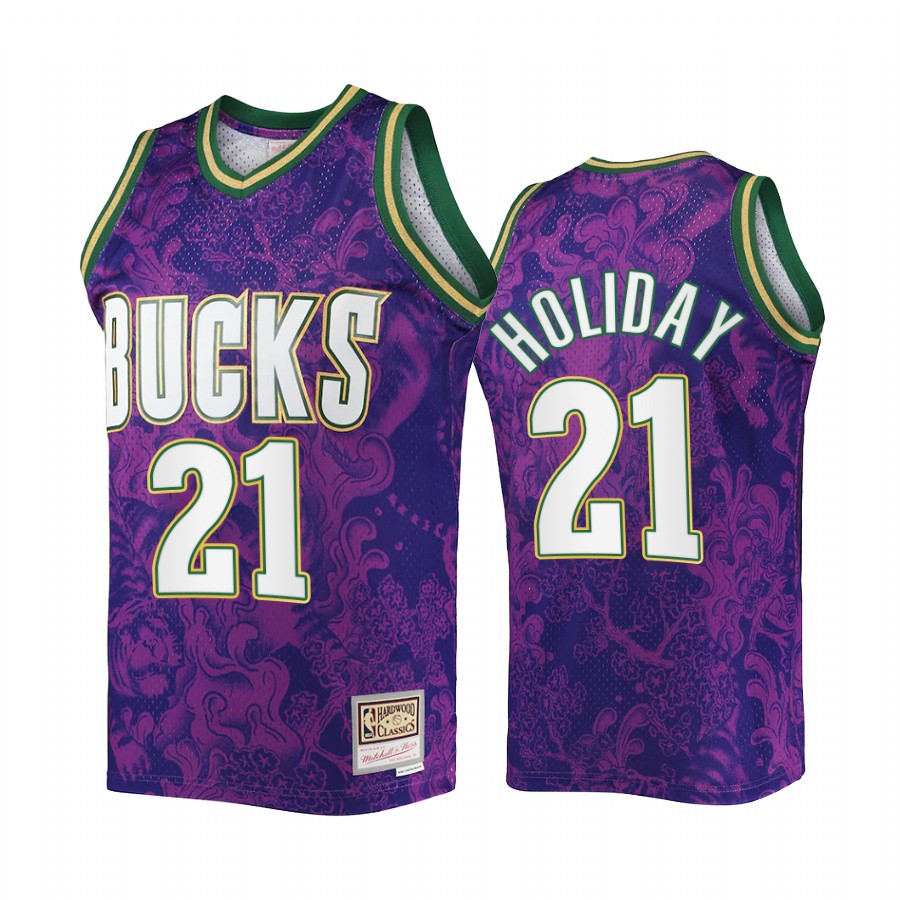 Jrue Holiday Lunar New Year Milwaukee Bucks Purple Jersey Mitchell Ness