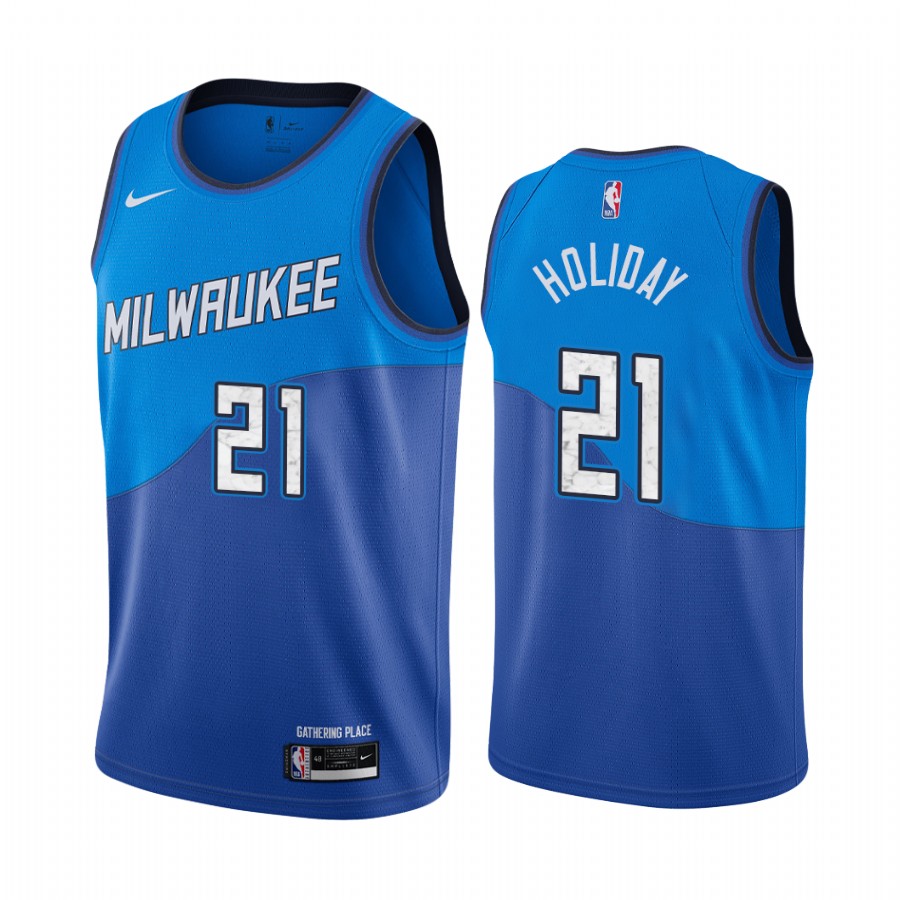 Jrue Holiday Milwaukee Bucks  Blue City Edition Jersey New Uniform