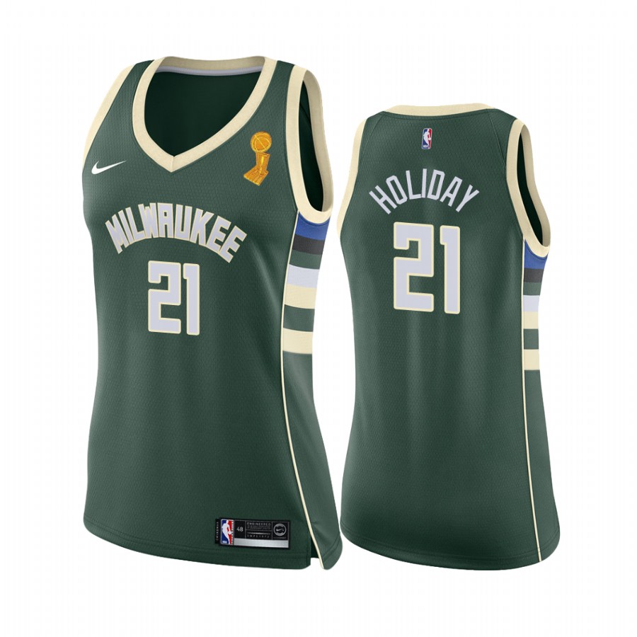 Jrue Holiday Milwaukee Bucks Green Finals Champions Women Jersey