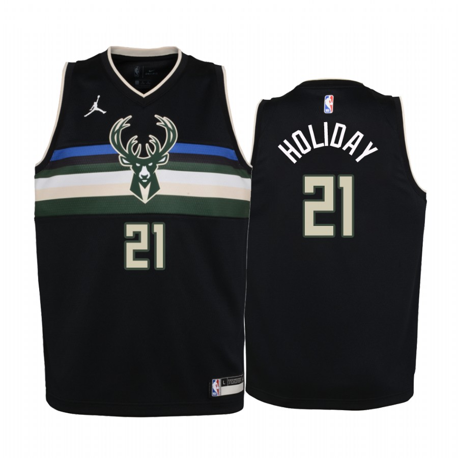 Jrue Holiday Milwaukee Bucks Youth Black Statement Edition Jersey Trade